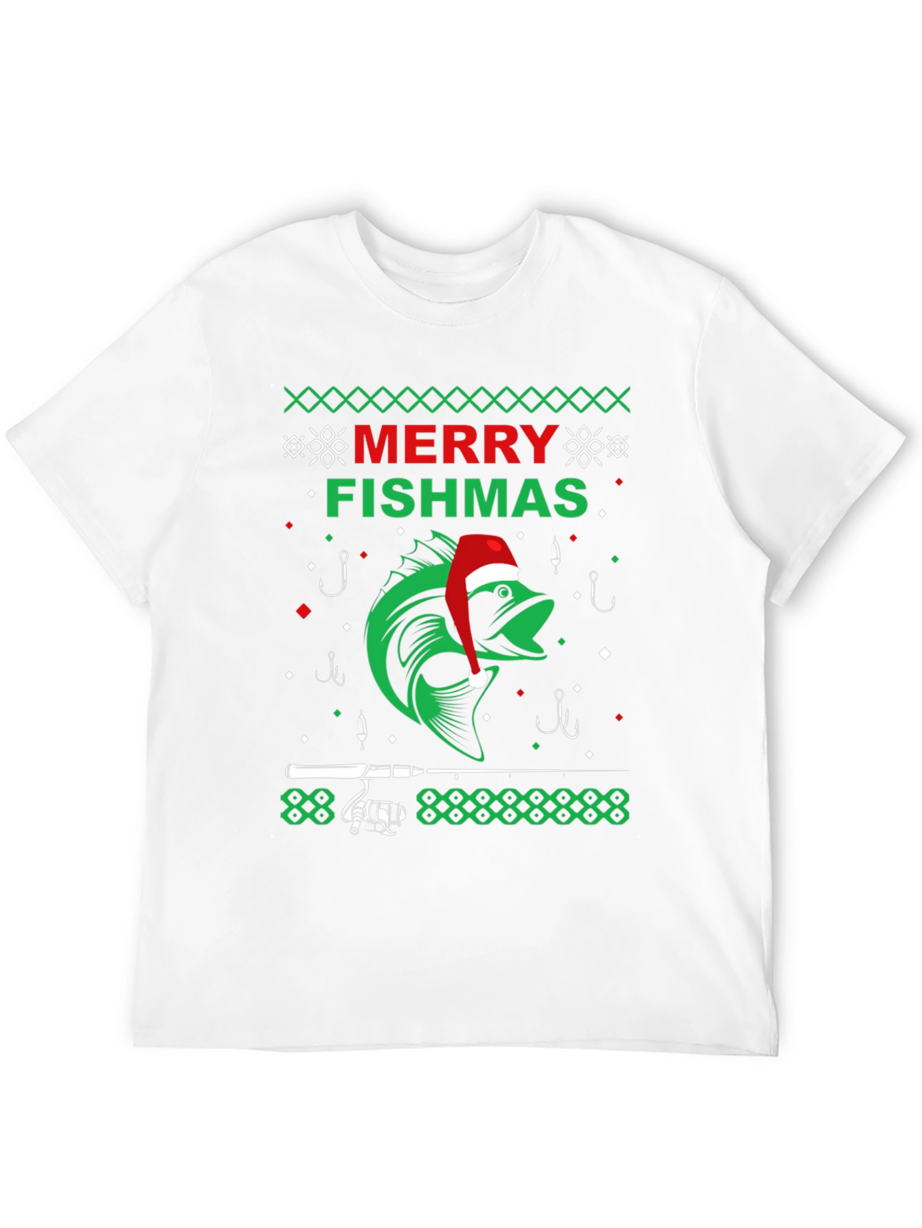 Merry Fishmas Graphic T-Shirt - Fishing Holiday Tee