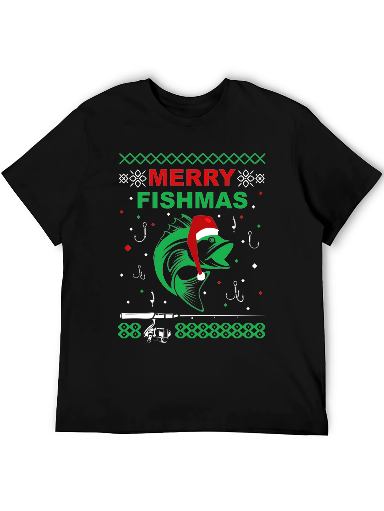 Merry Fishmas Graphic T-Shirt - Fishing Holiday Tee