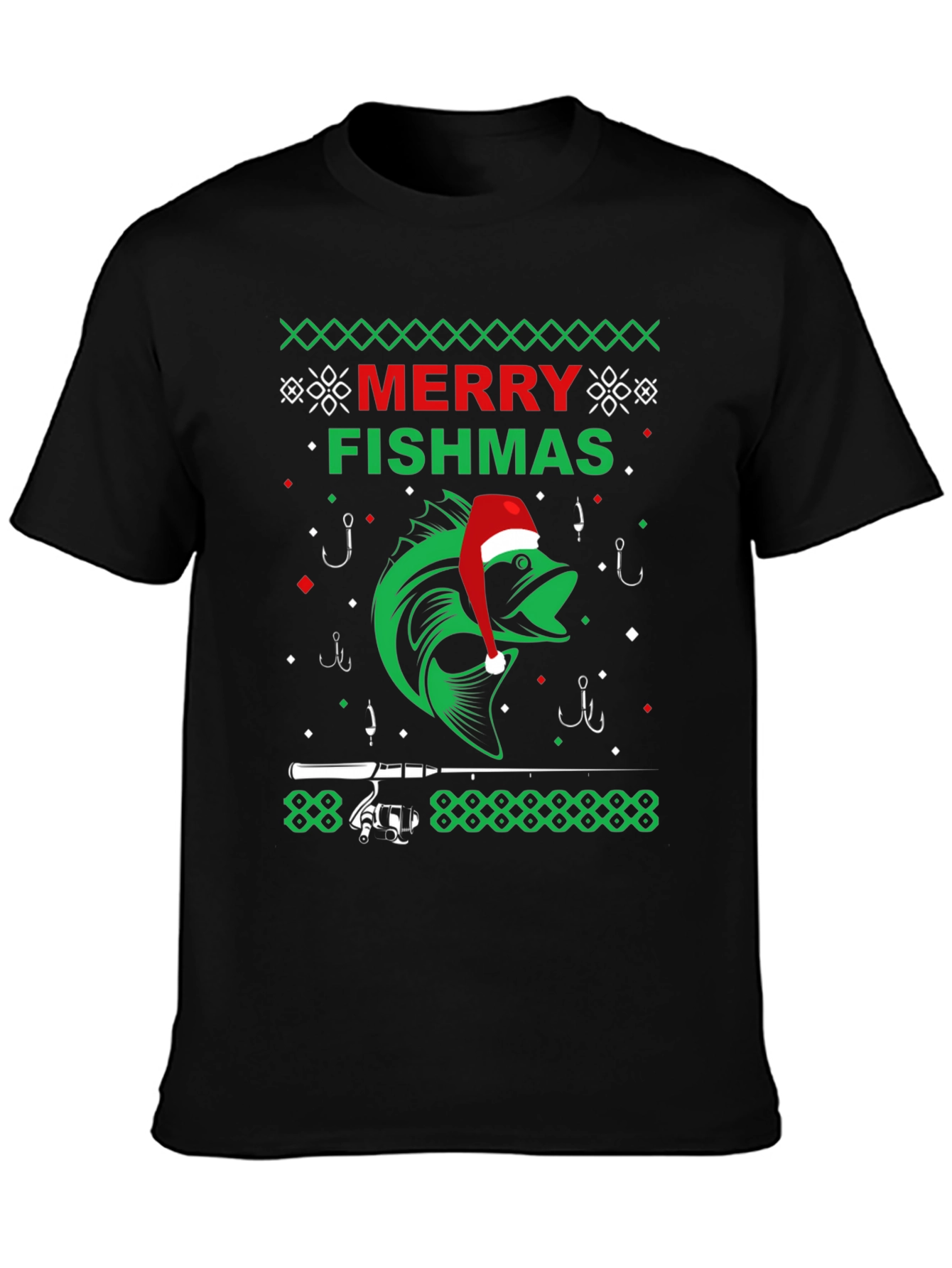 Merry Fishmas Graphic T-Shirt - Fishing Holiday Tee
