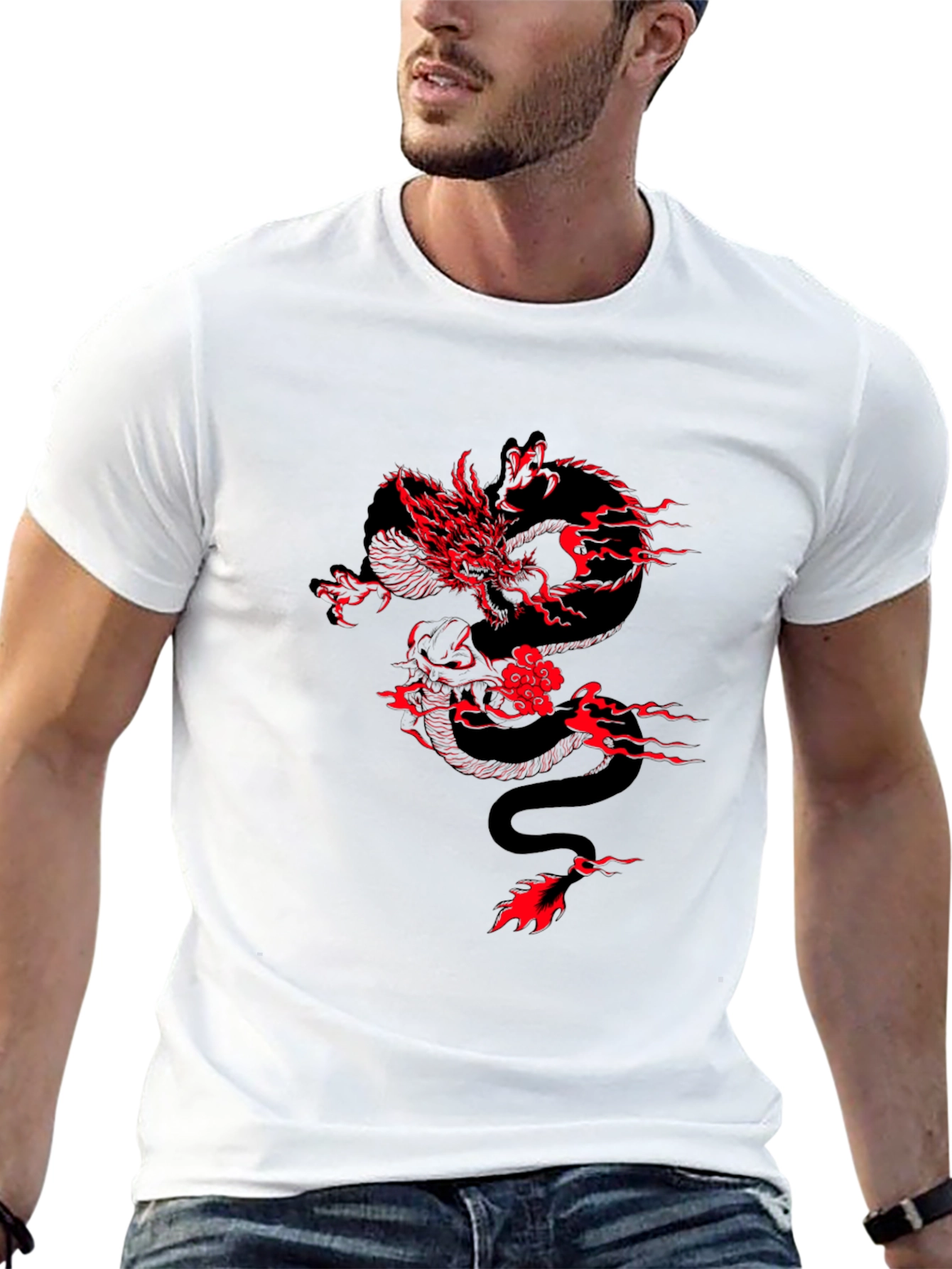 Dragon Graphic Black Tee - Edgy Style