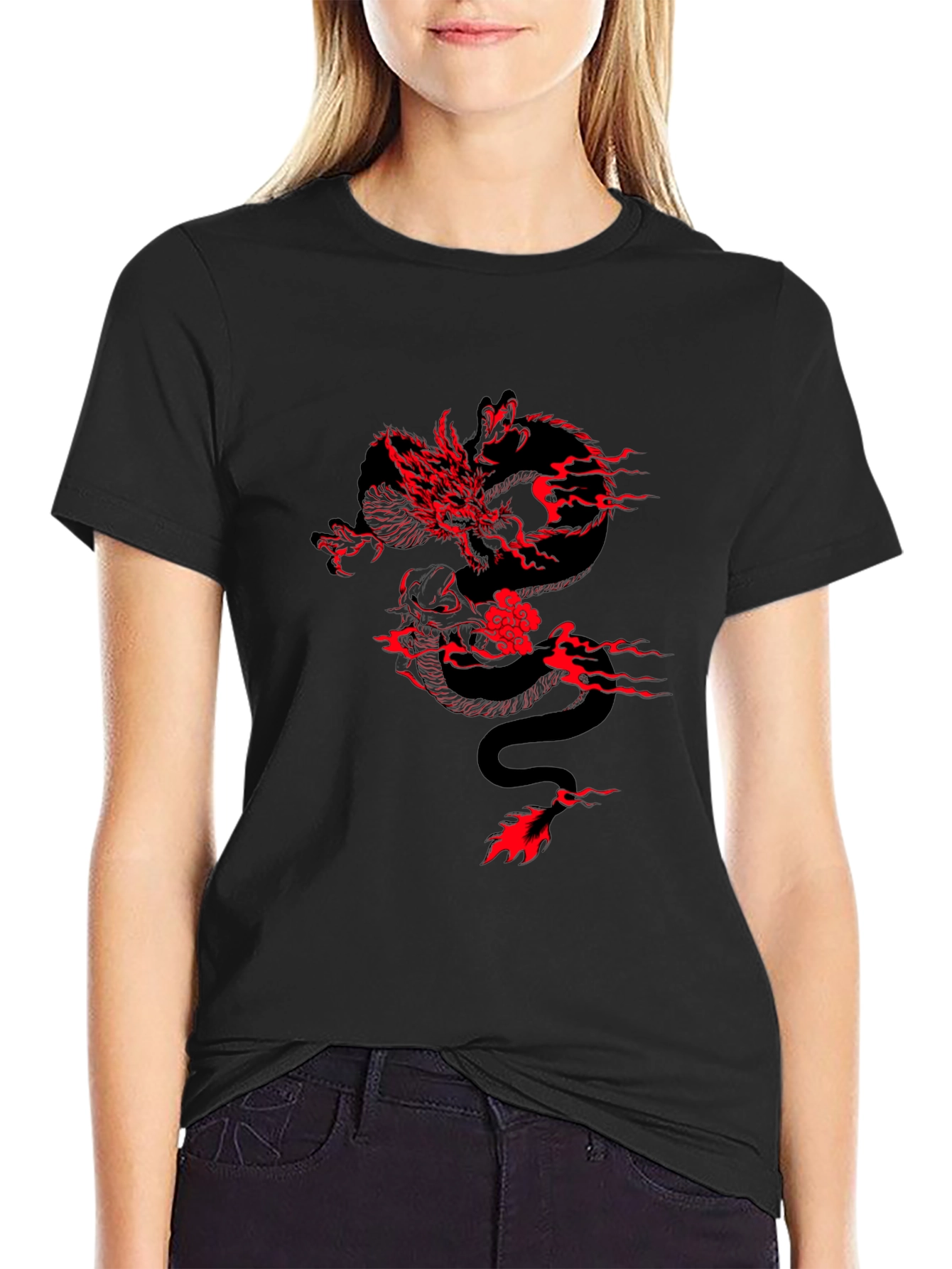 Dragon Graphic Black Tee - Edgy Style