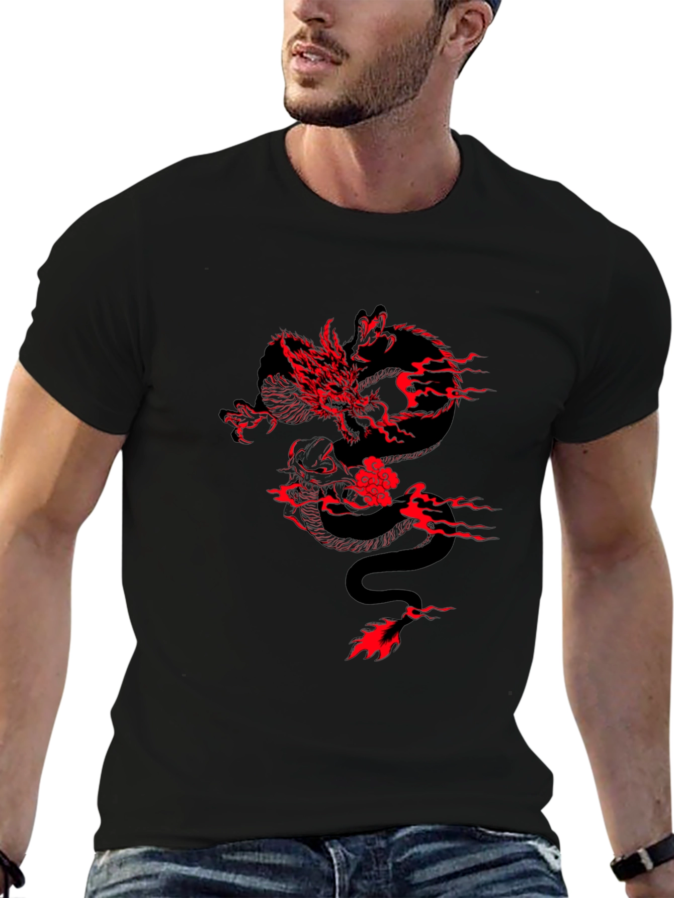 Dragon Graphic Black Tee - Edgy Style