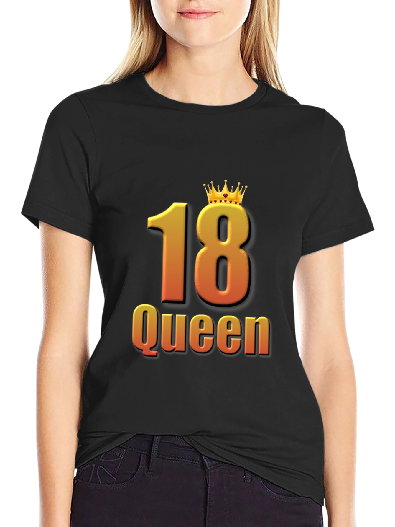 18th Birthday Queen Black T-Shirt