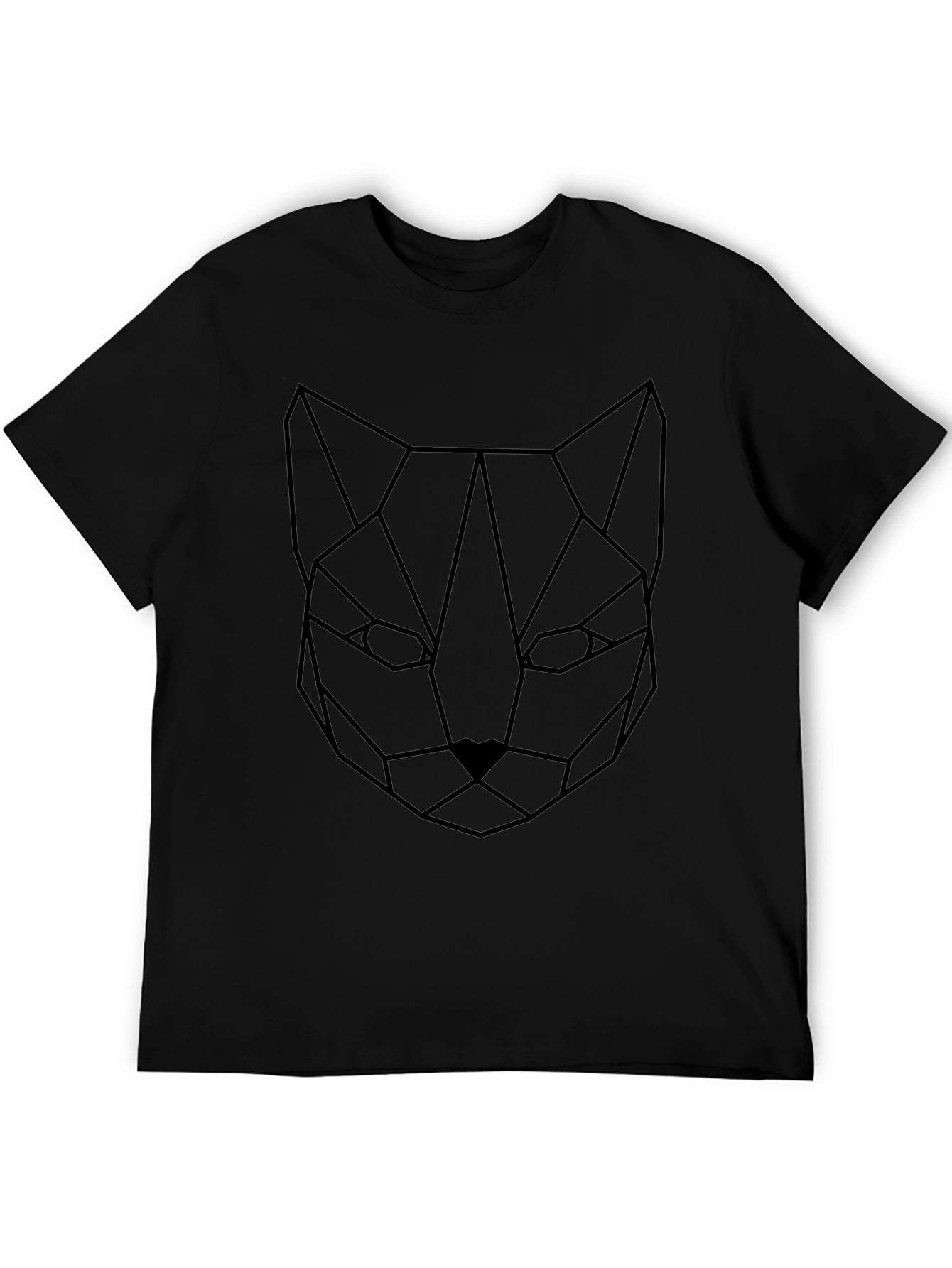 Geometric Cat Tee - Minimalist Style
