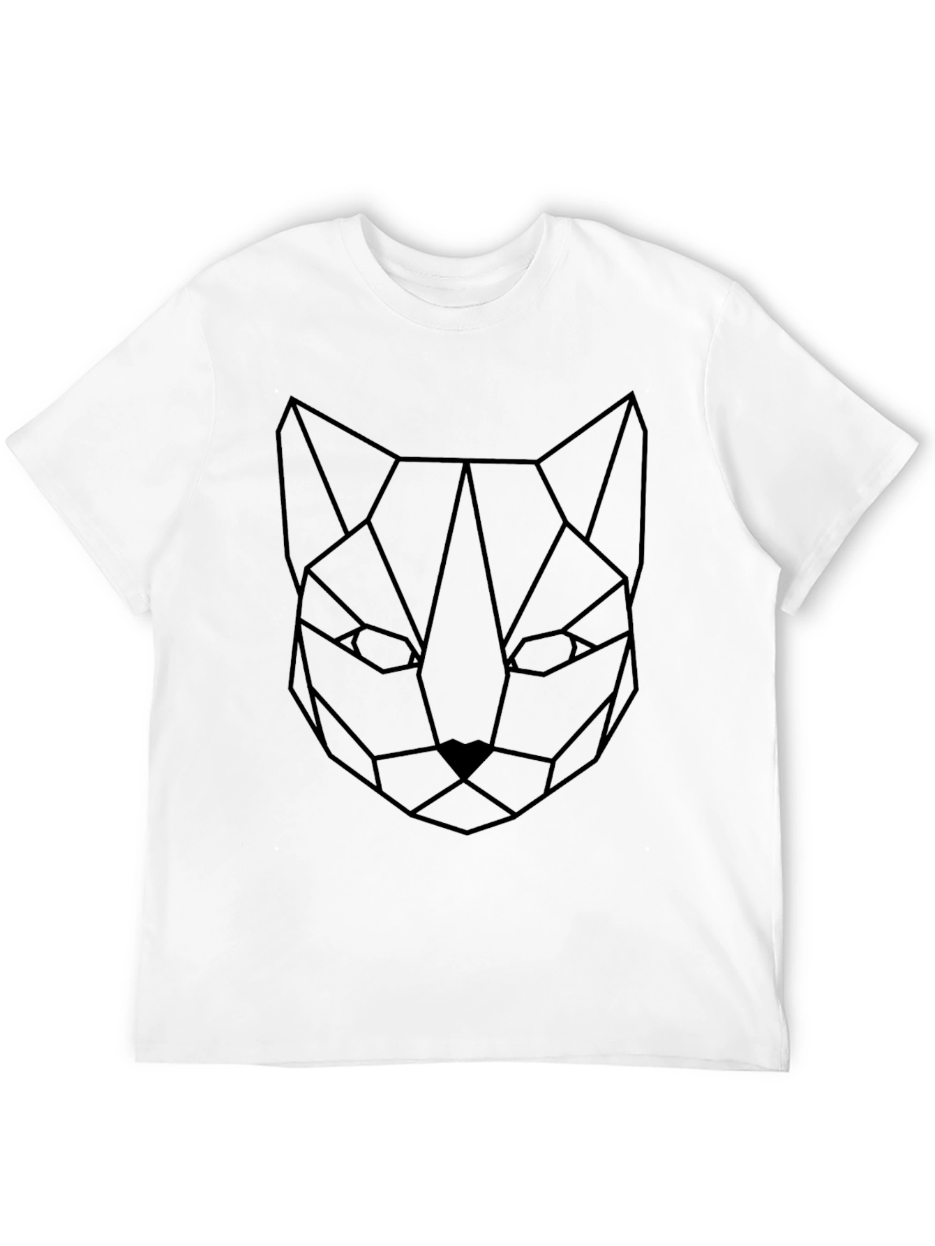 Geometric Cat Tee - Minimalist Style