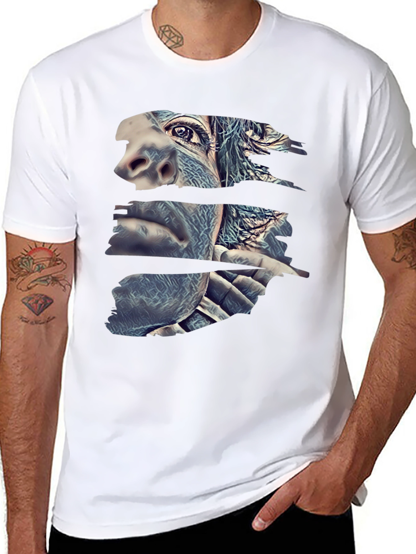 Abstract Gorilla Face Black T-Shirt