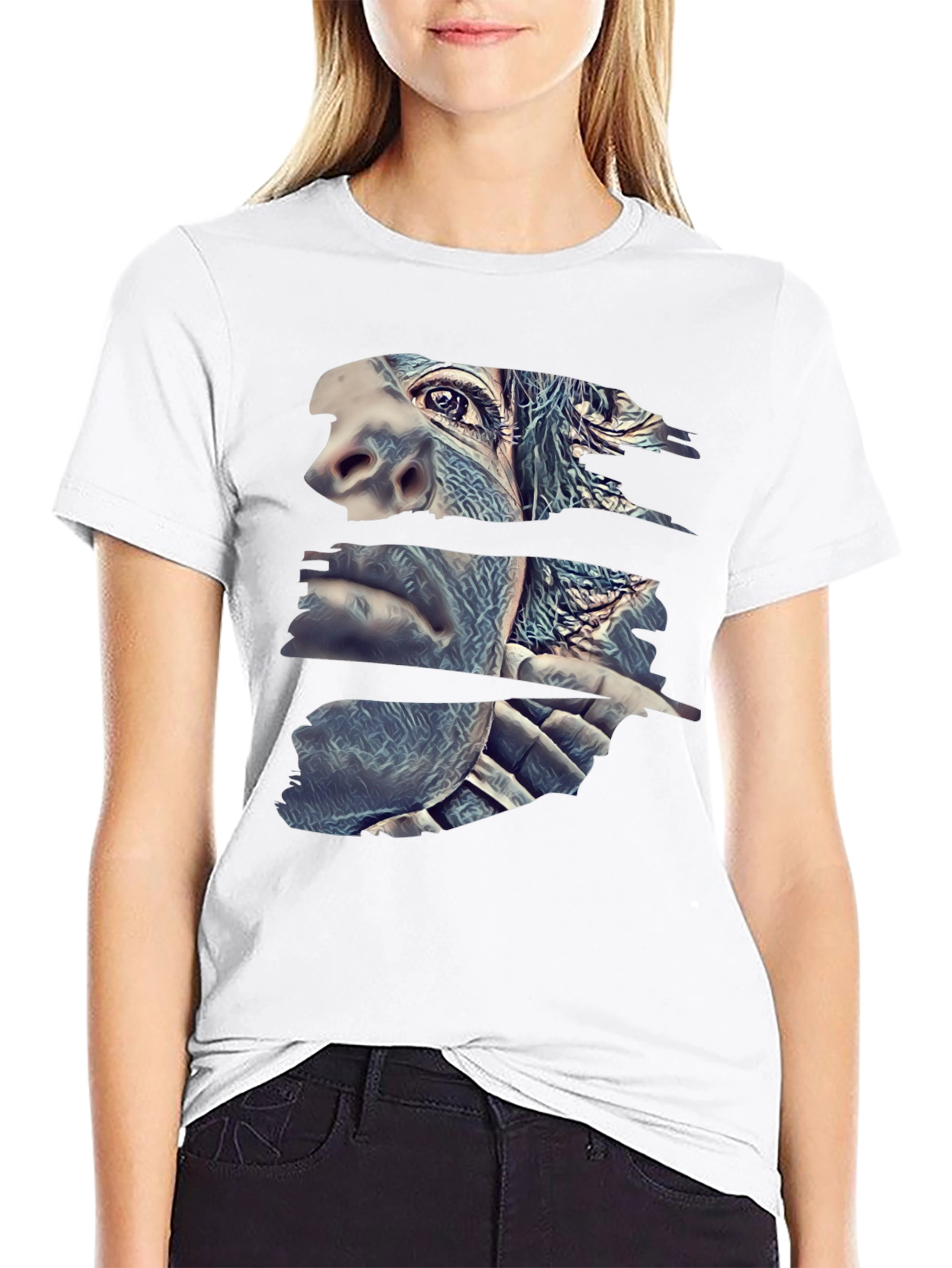Abstract Gorilla Face Black T-Shirt