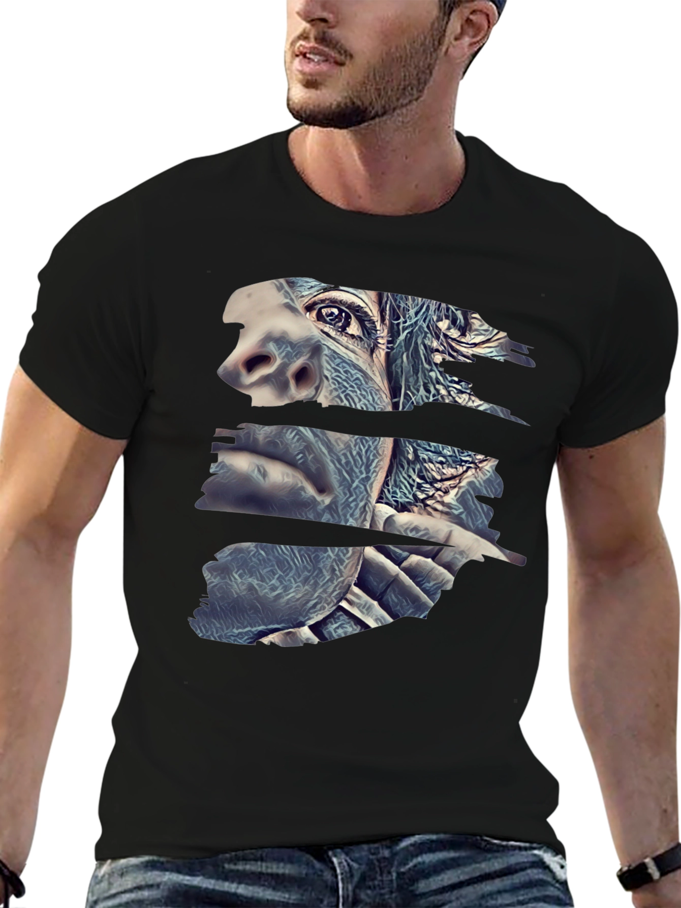 Abstract Gorilla Face Black T-Shirt