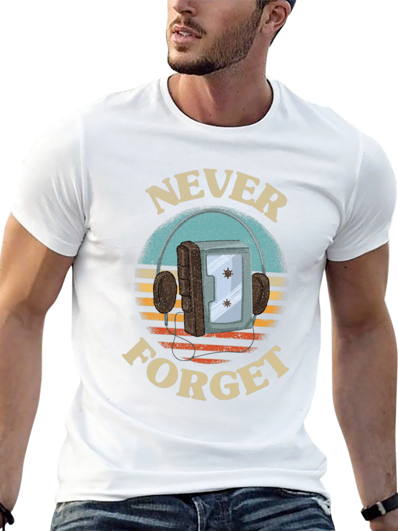 Retro Never Forget Cassette Player Graphic Tee