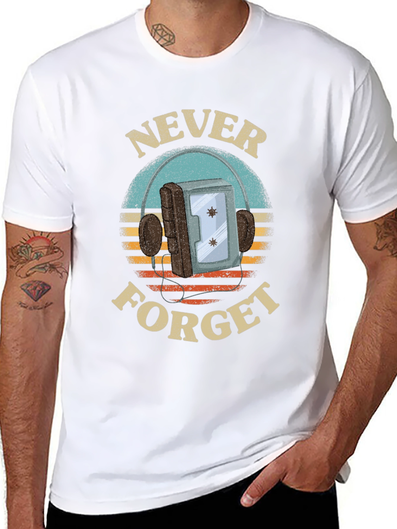Retro Never Forget Cassette Player Graphic Tee