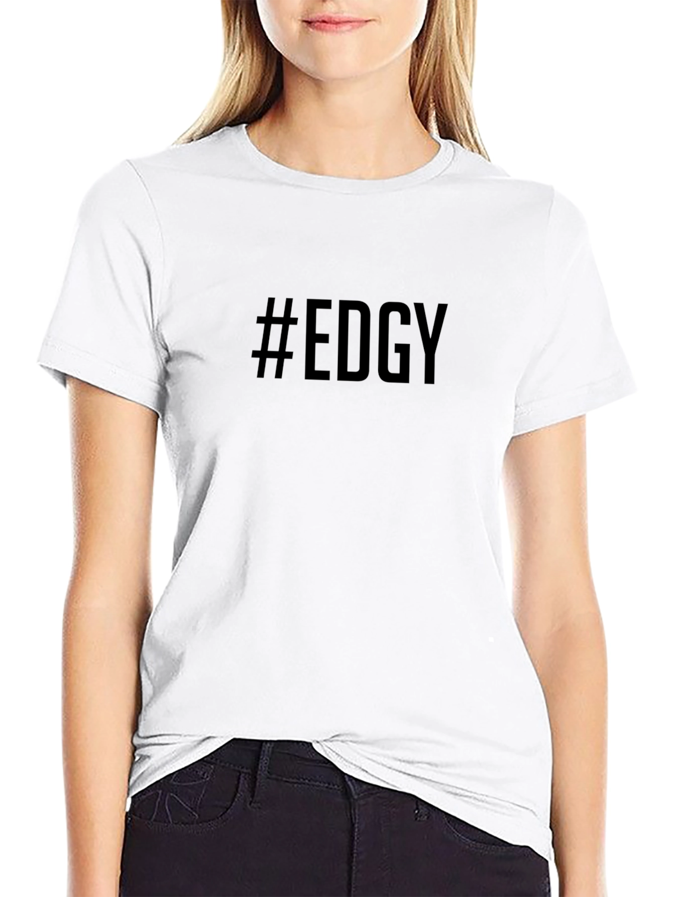Edgy Graphic T-Shirt - Black Crew Neck Tee