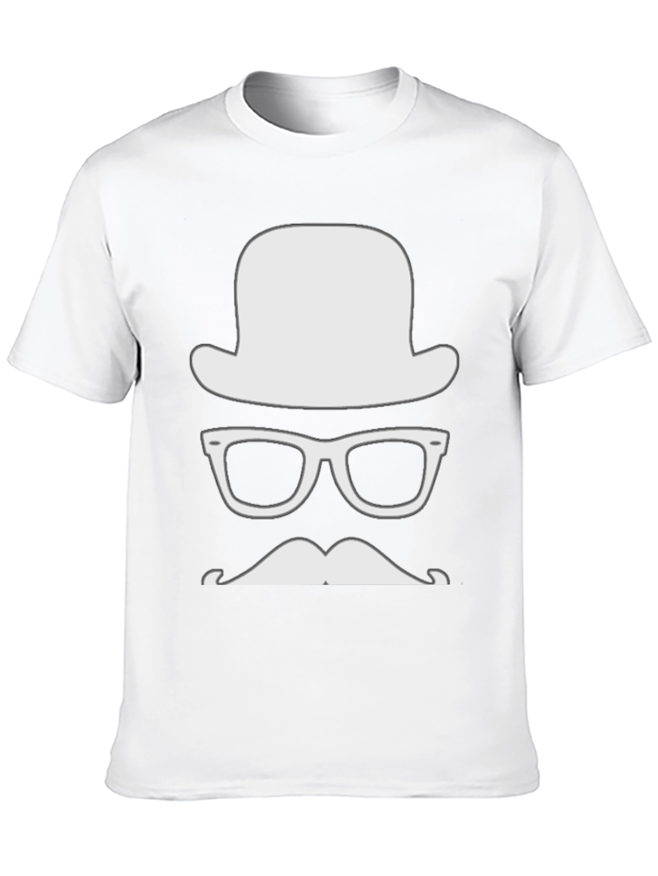 Mens Hipster Graphic Tee - Hat Glasses Mustache
