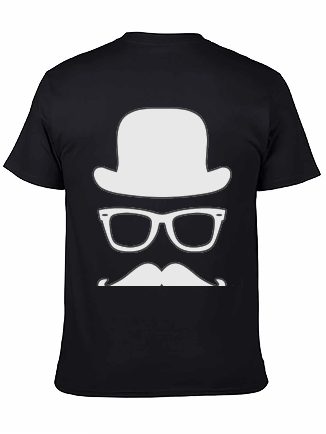 Mens Hipster Graphic Tee - Hat Glasses Mustache