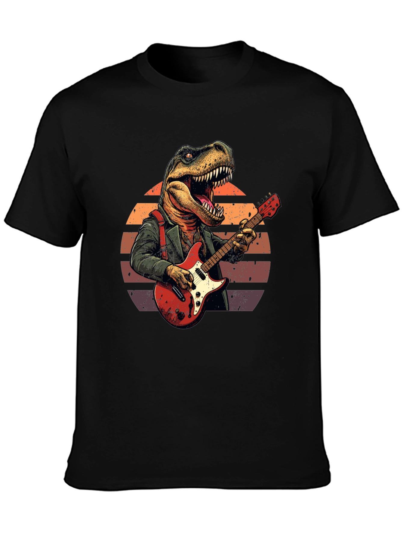 Dinosaur Guitar Player T-Shirt - Rock Star Tee