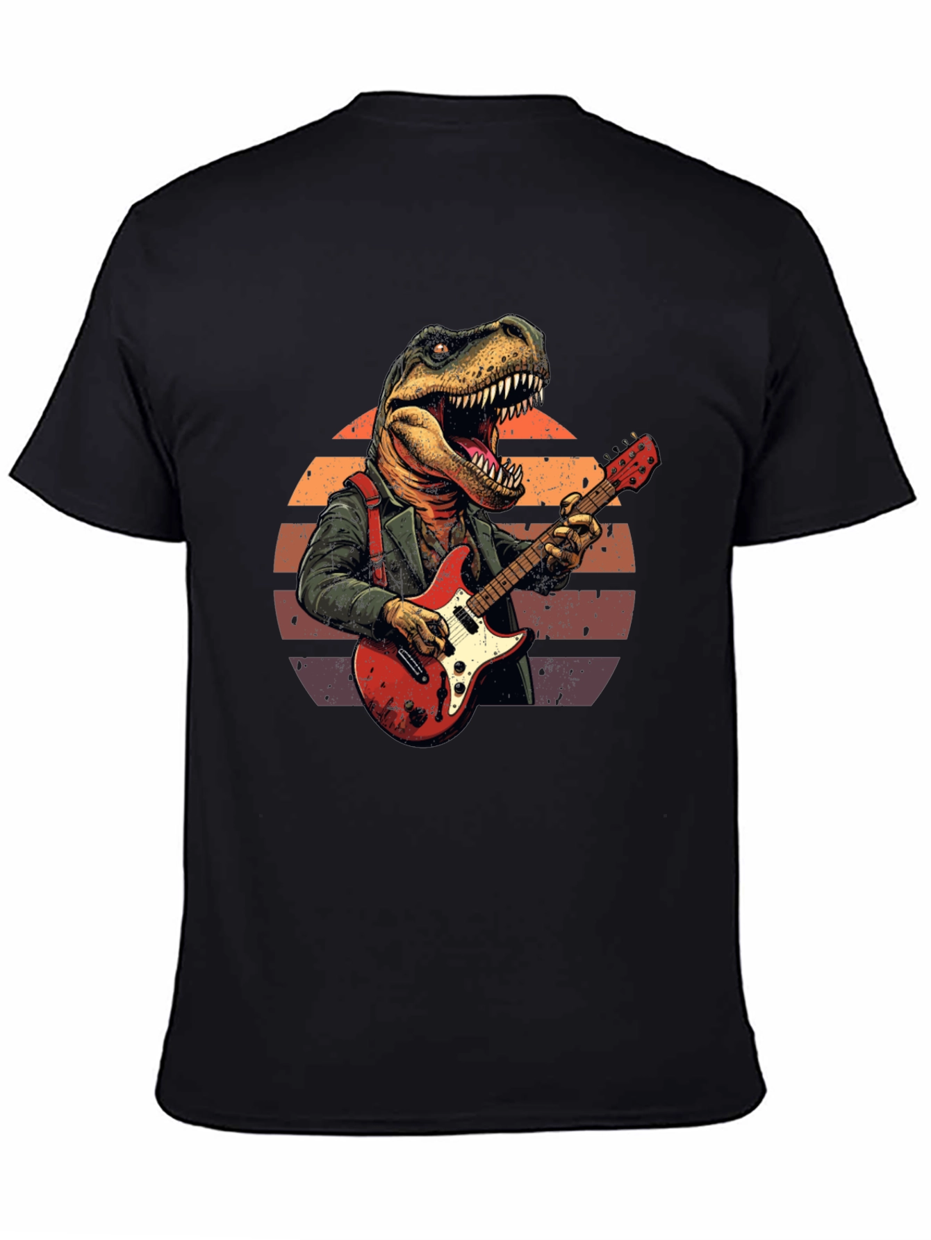 Dinosaur Guitar Player T-Shirt - Rock Star Tee