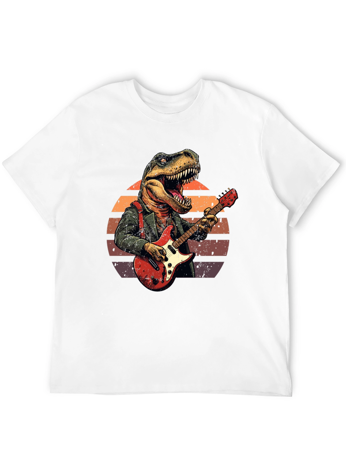 Dinosaur Guitar Player T-Shirt - Rock Star Tee