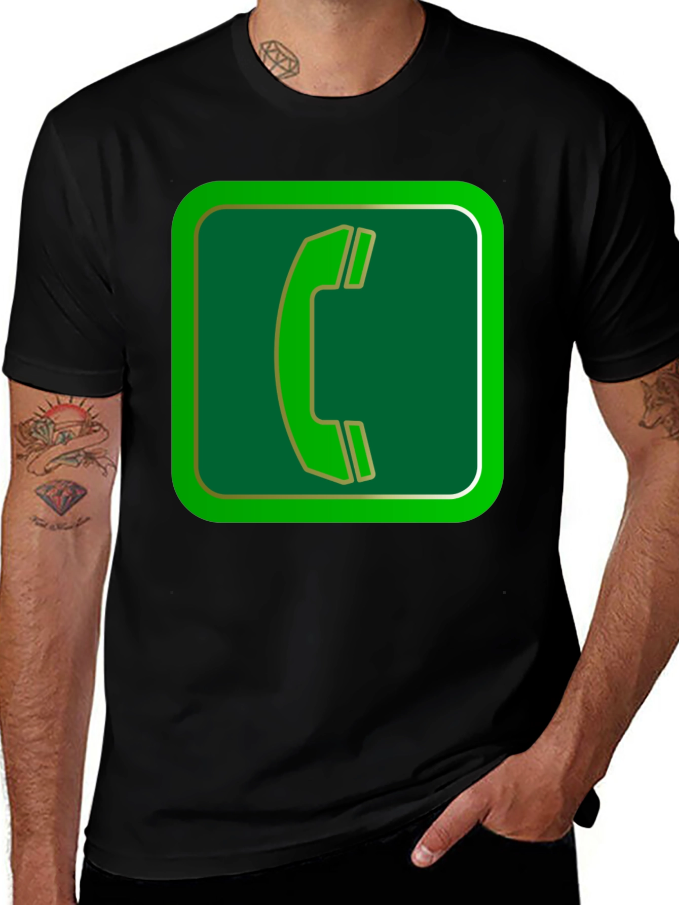 Retro Phone Booth Graphic Tee - Black