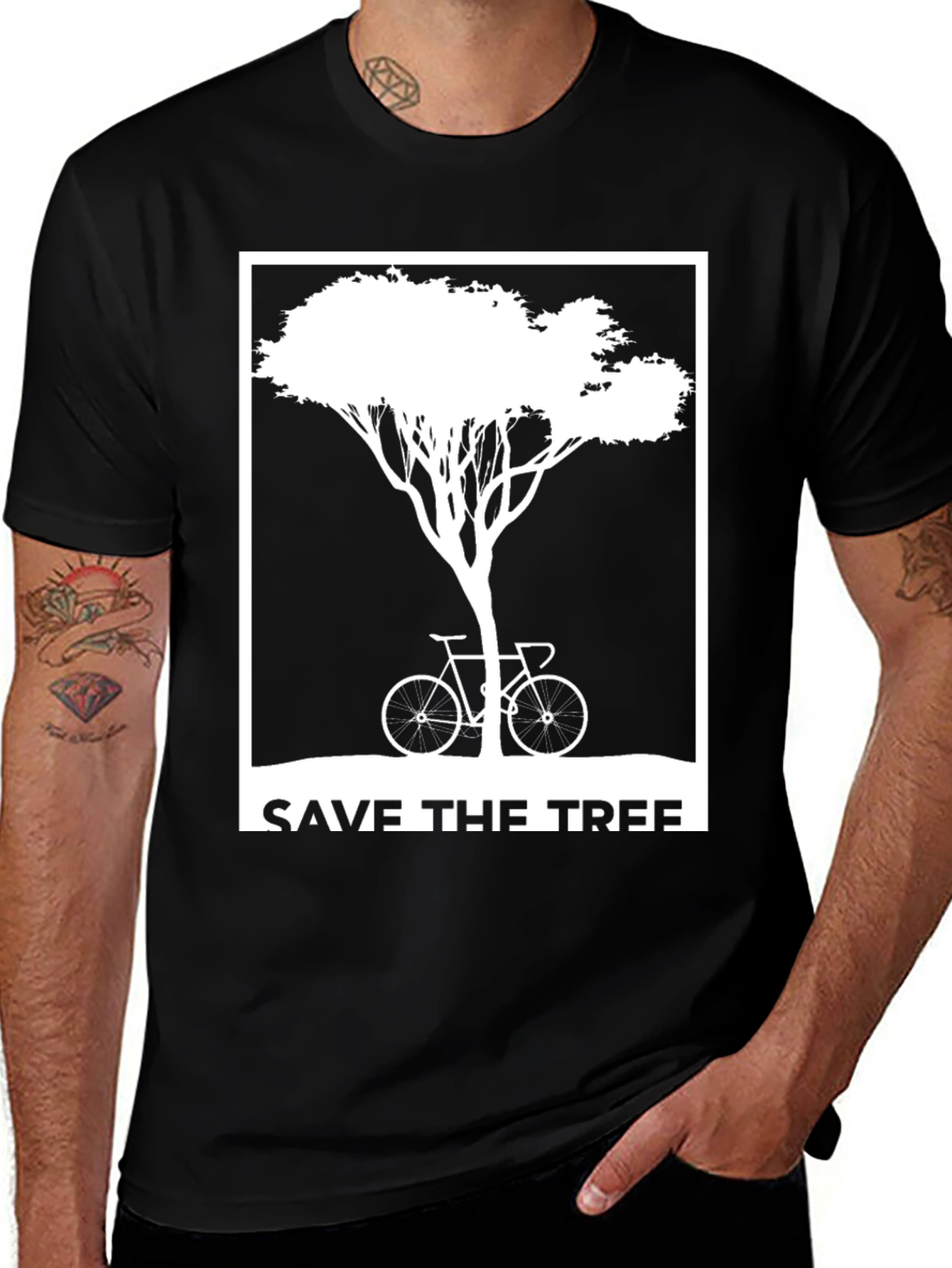 Save the Tree Graphic Tee - Eco-Friendly Bicycle Design