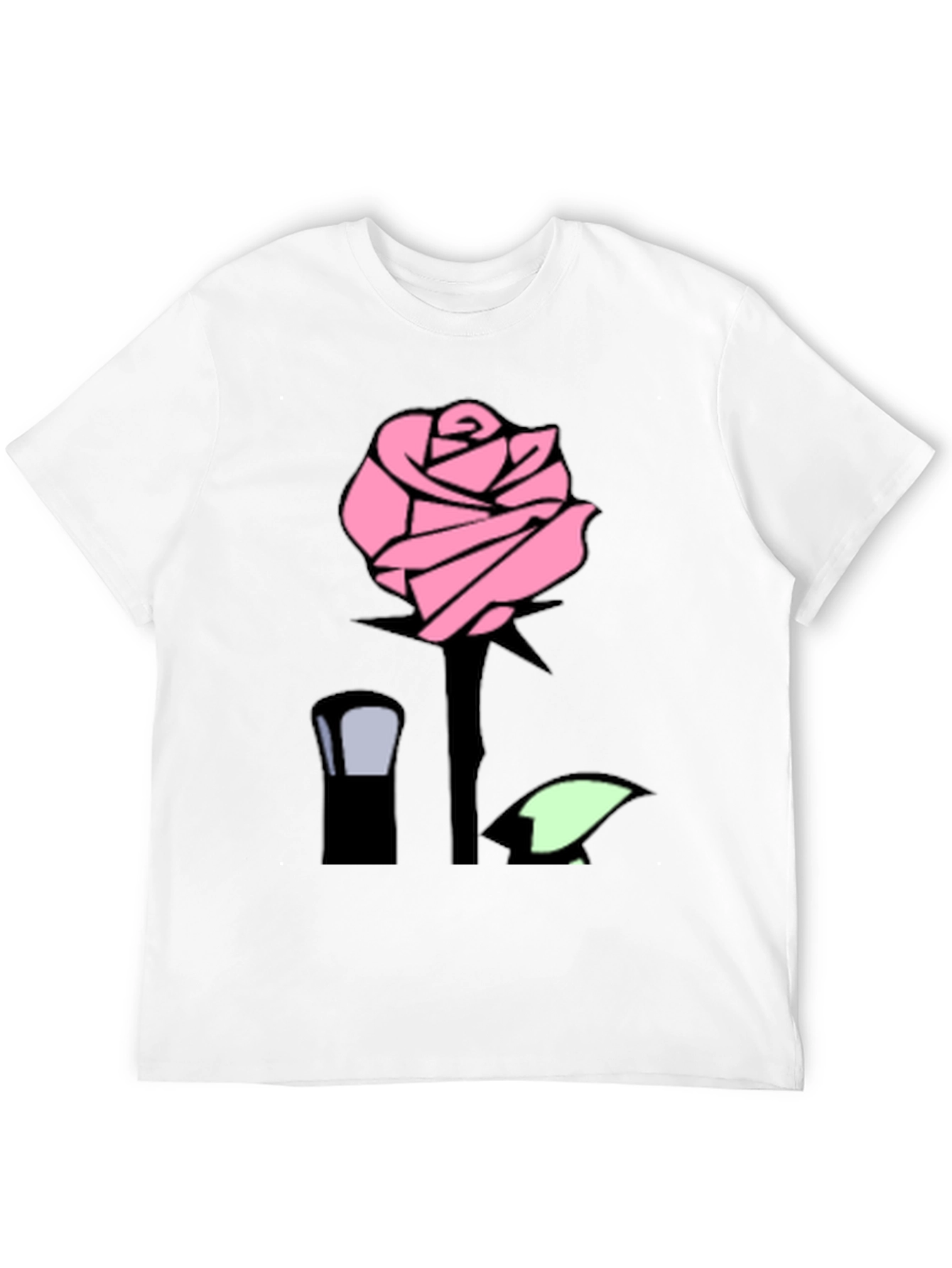 Pink Rose Graphic Black T-Shirt