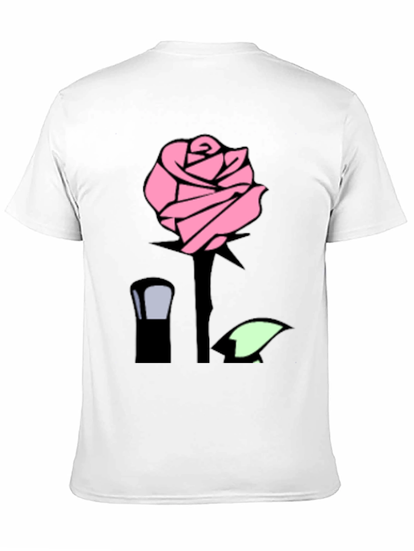 Pink Rose Graphic Black T-Shirt