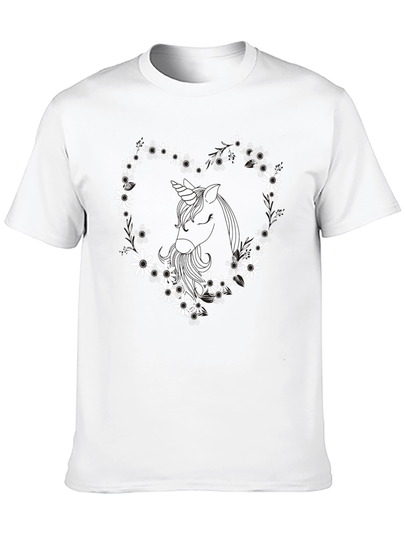 Floral Unicorn Heart T-Shirt