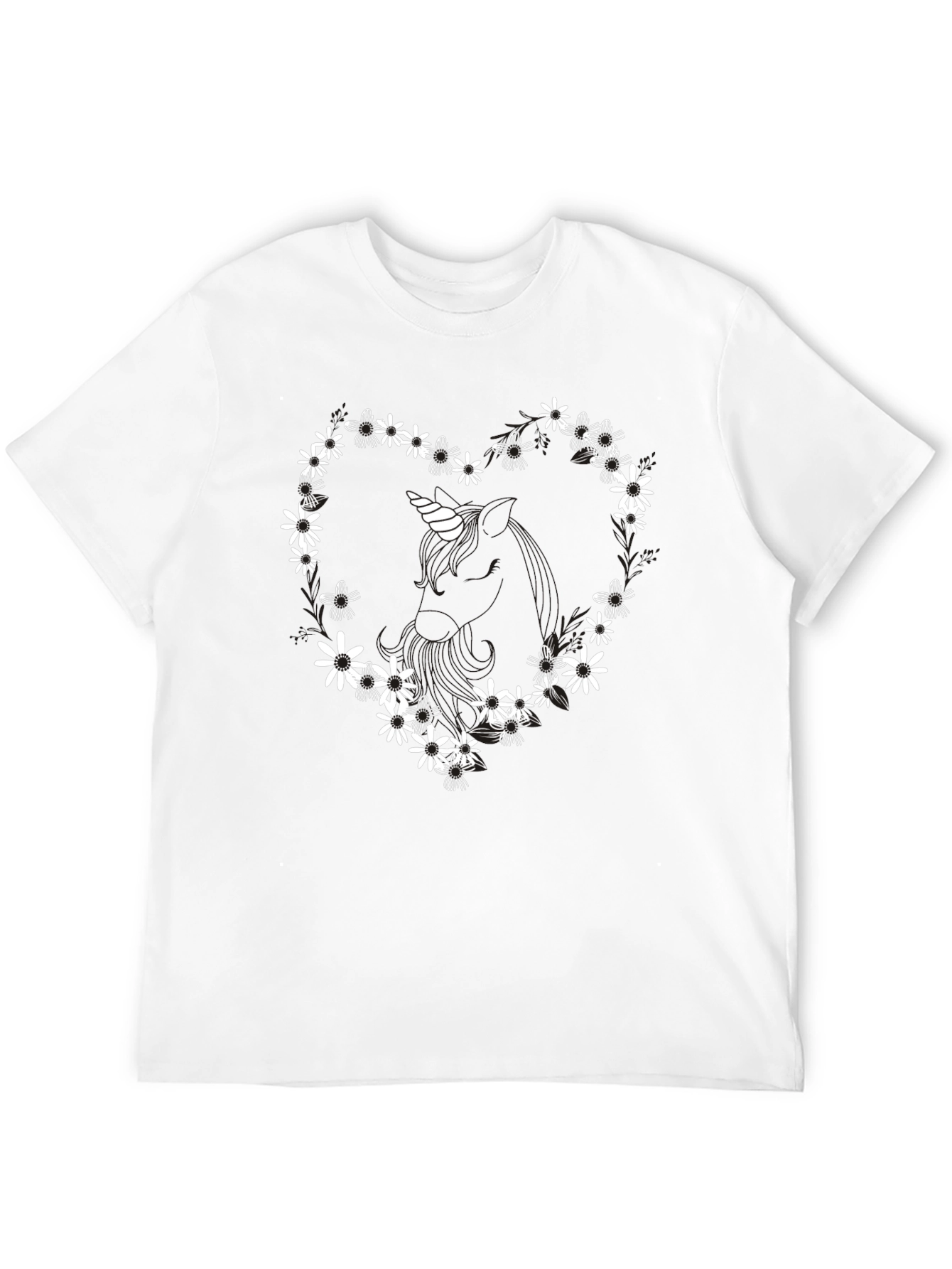 Floral Unicorn Heart T-Shirt