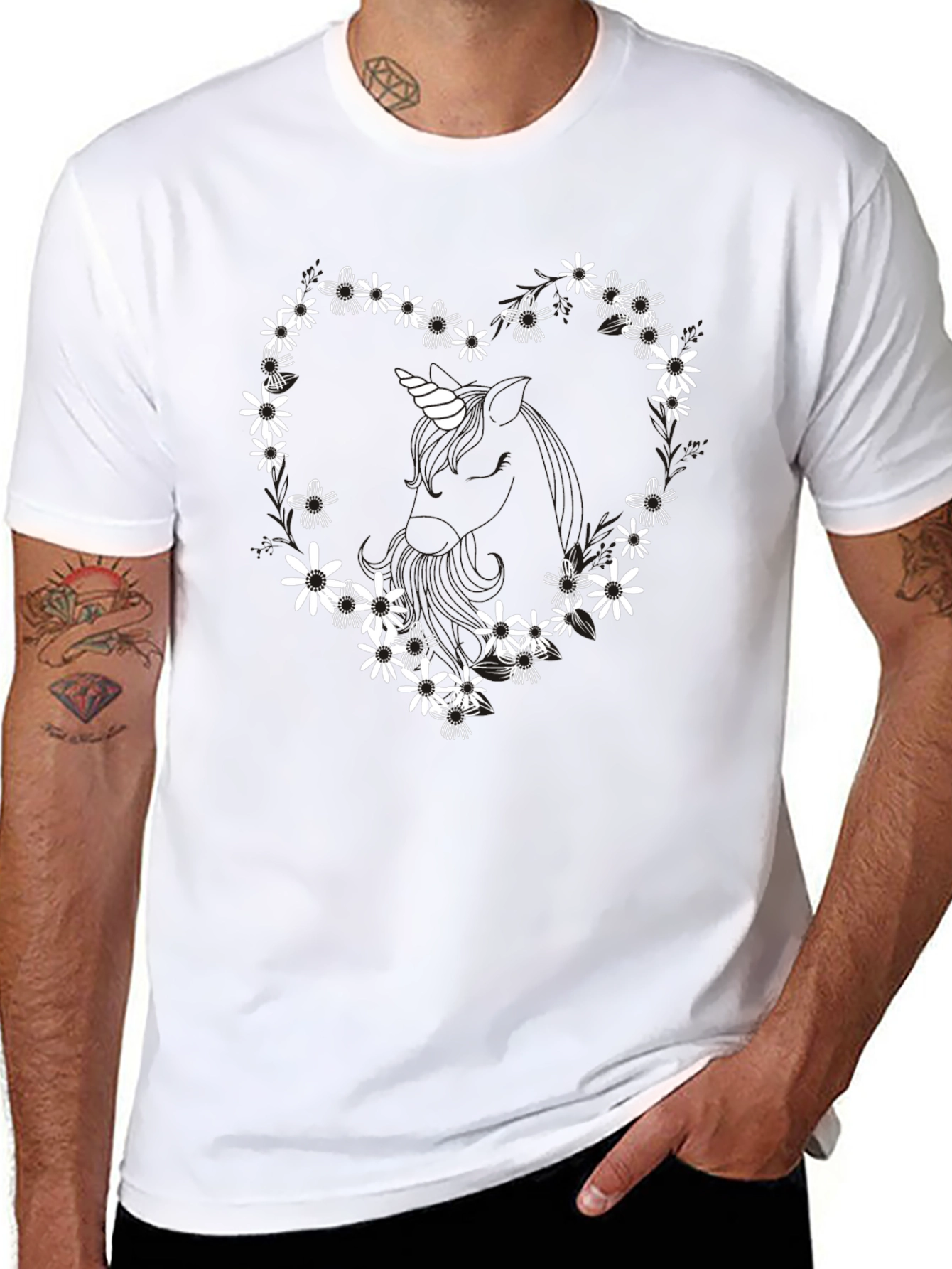 Floral Unicorn Heart T-Shirt