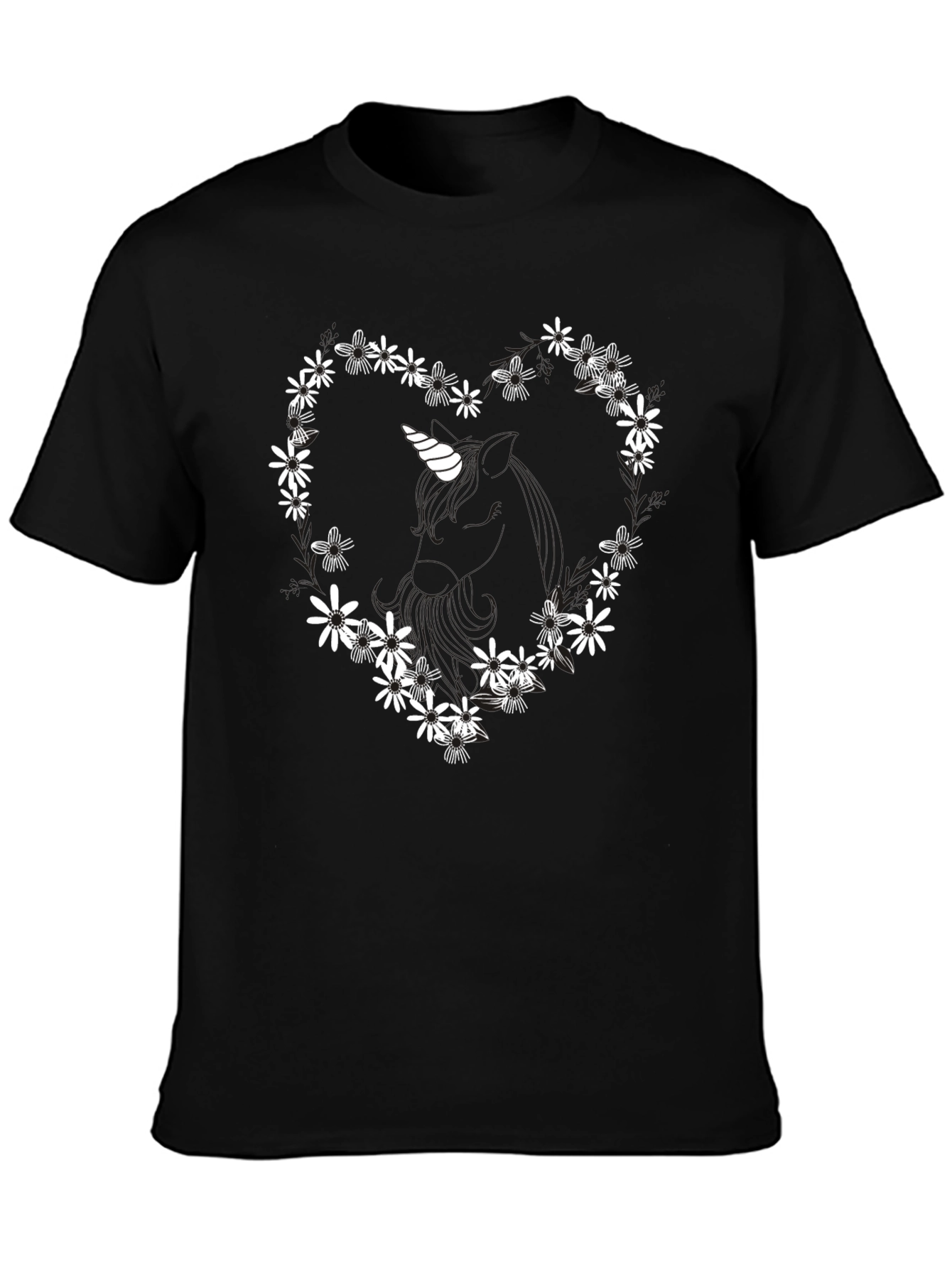 Floral Unicorn Heart T-Shirt