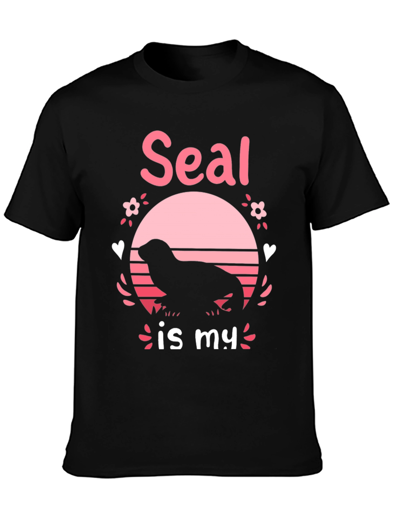Seal Is My Valentine T-Shirt Black Tee