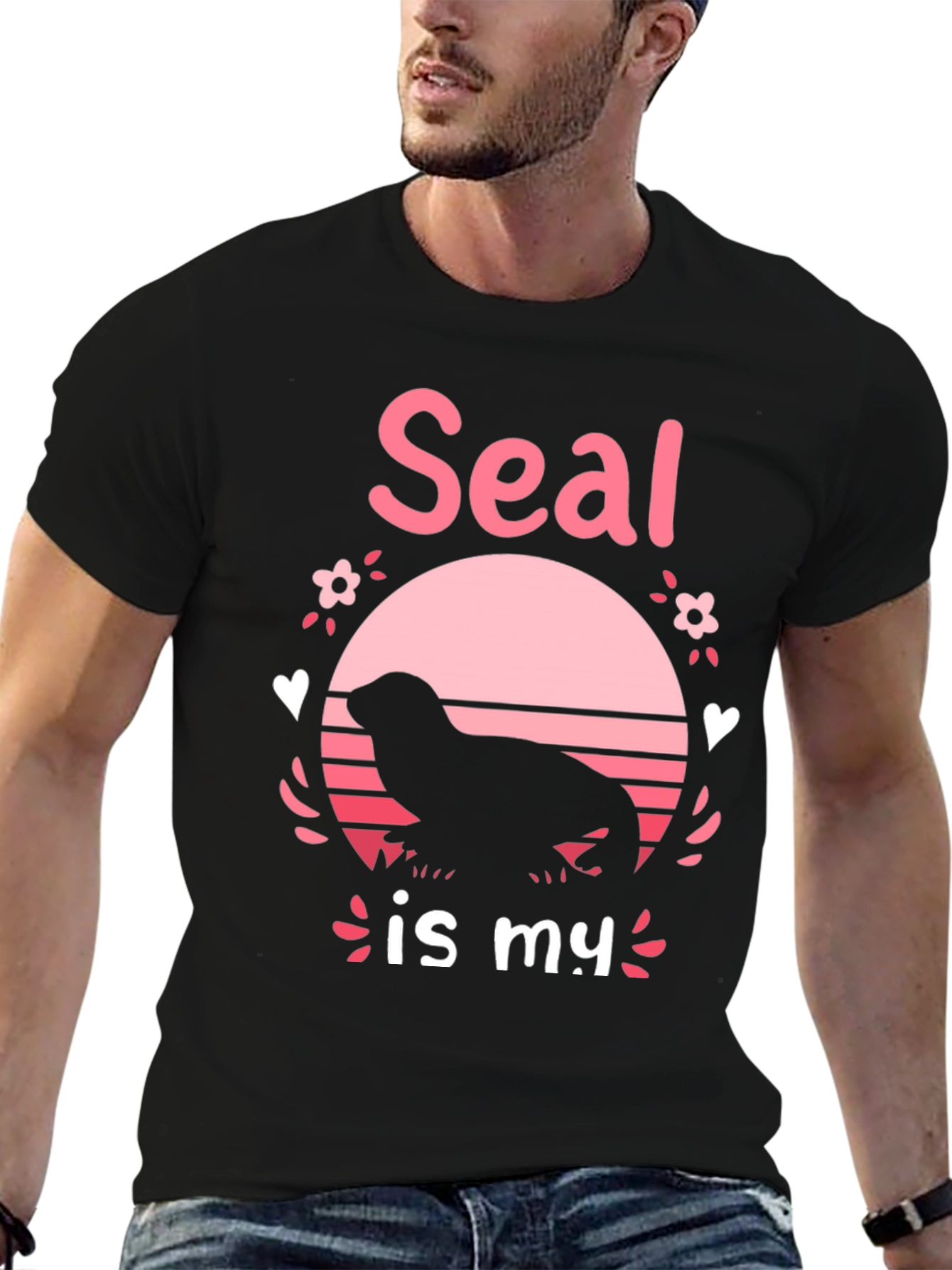 Seal Is My Valentine T-Shirt Black Tee