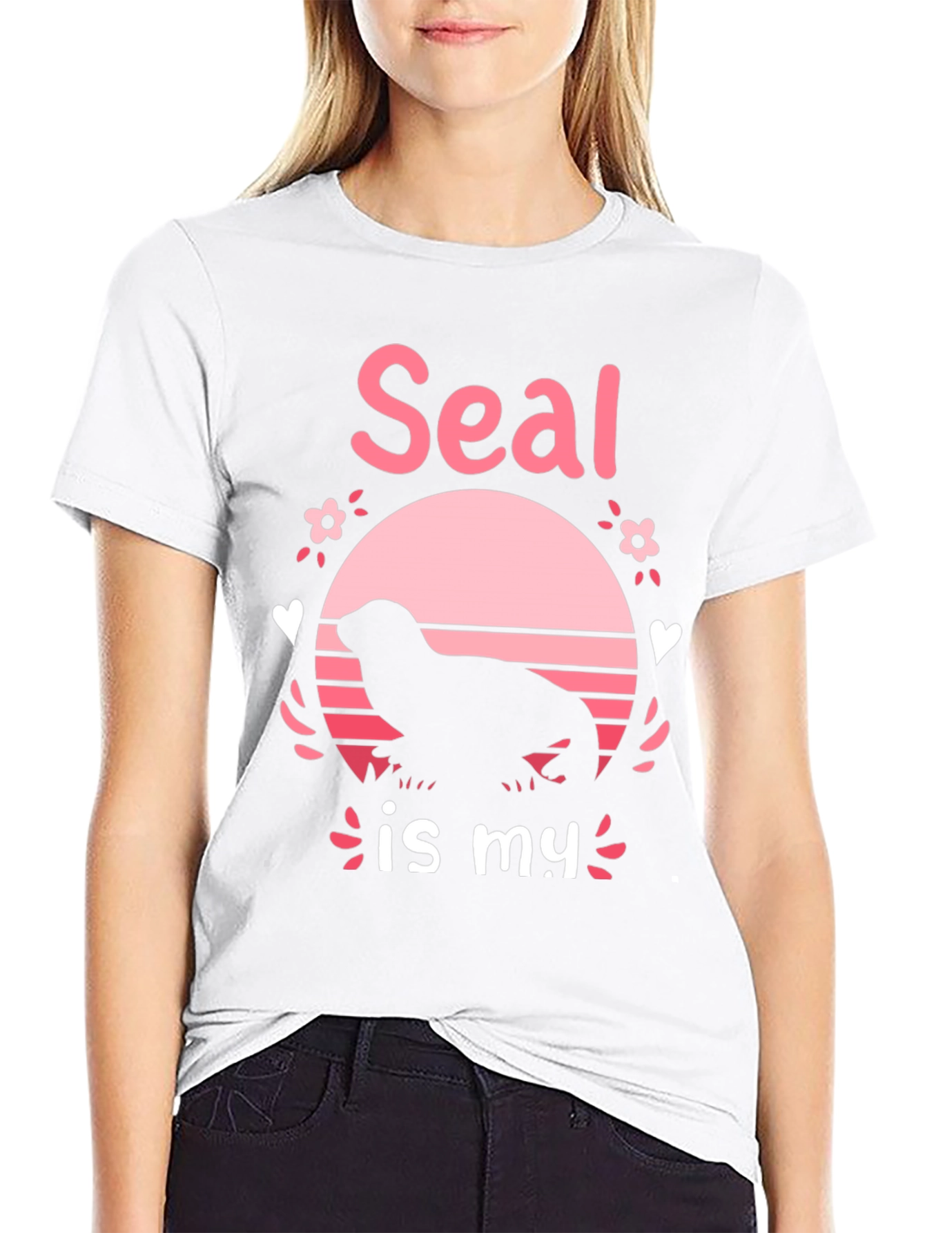 Seal Is My Valentine T-Shirt Black Tee