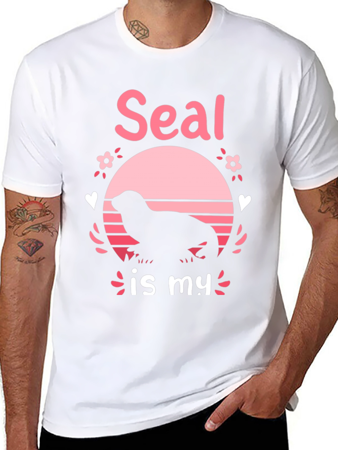 Seal Is My Valentine T-Shirt Black Tee