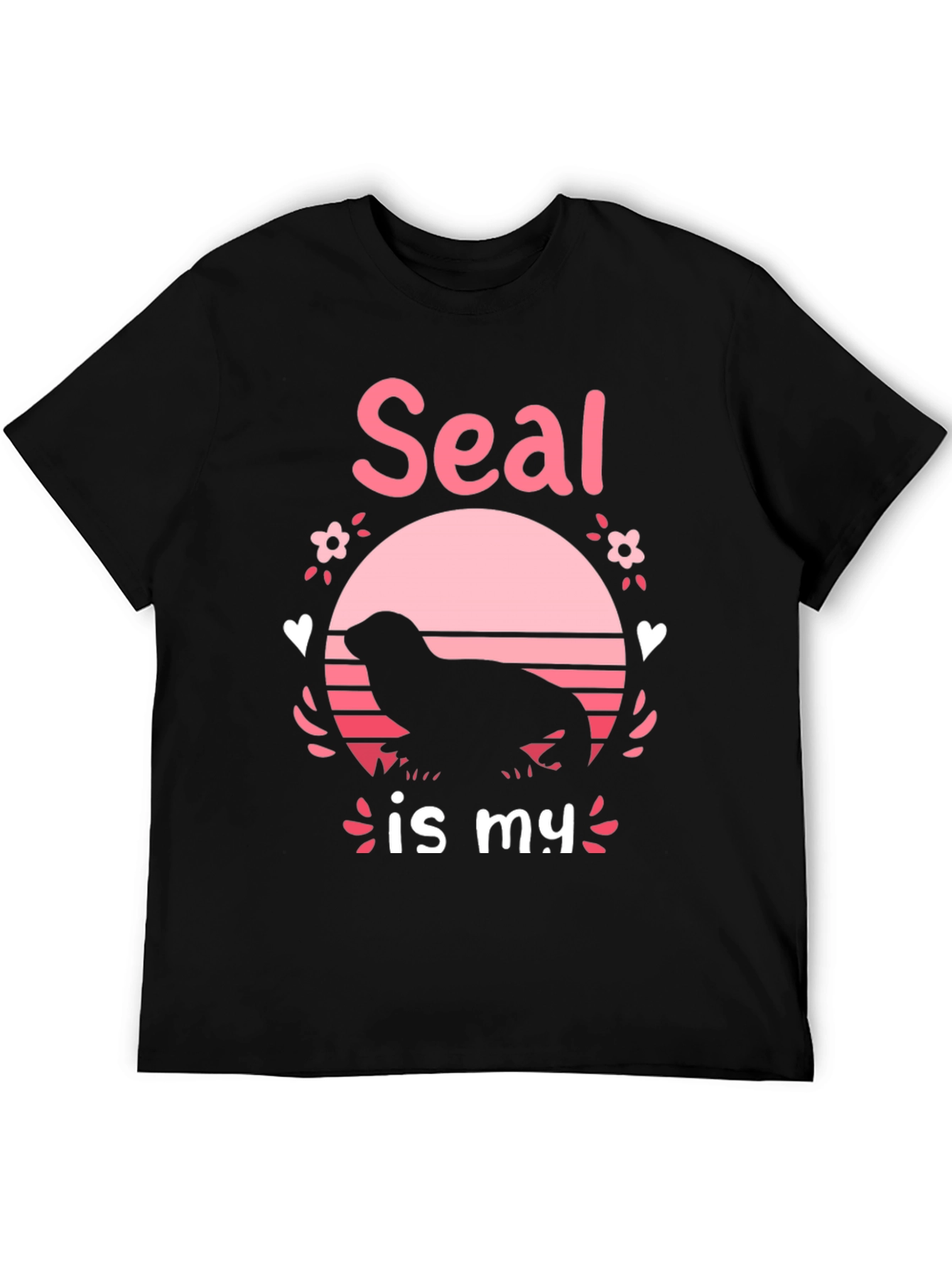 Seal Is My Valentine T-Shirt Black Tee