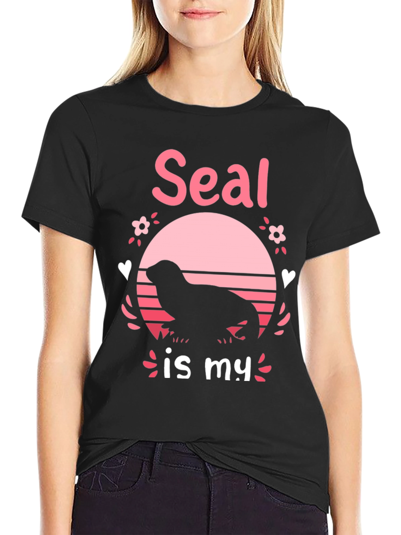 Seal Is My Valentine T-Shirt Black Tee