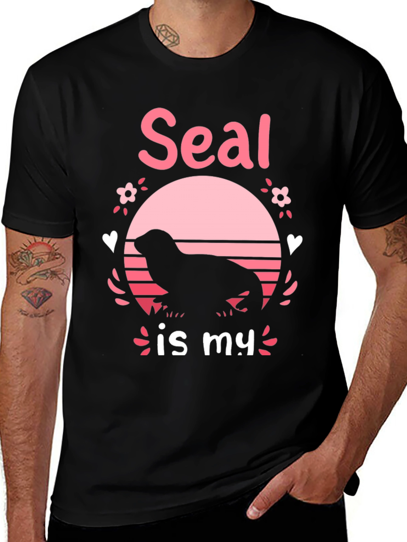 Seal Is My Valentine T-Shirt Black Tee