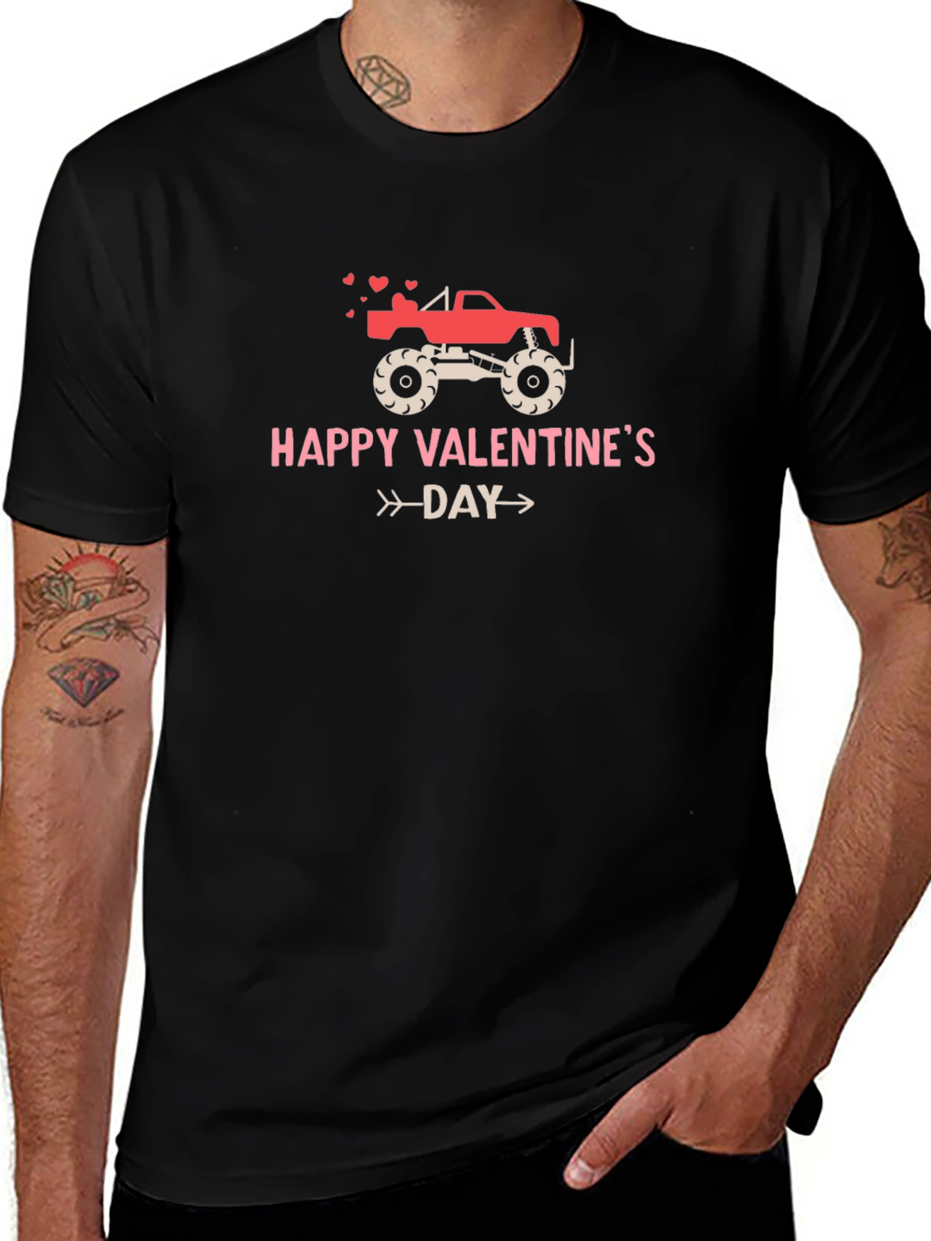 Monster Truck Valentines Day Graphic Tee