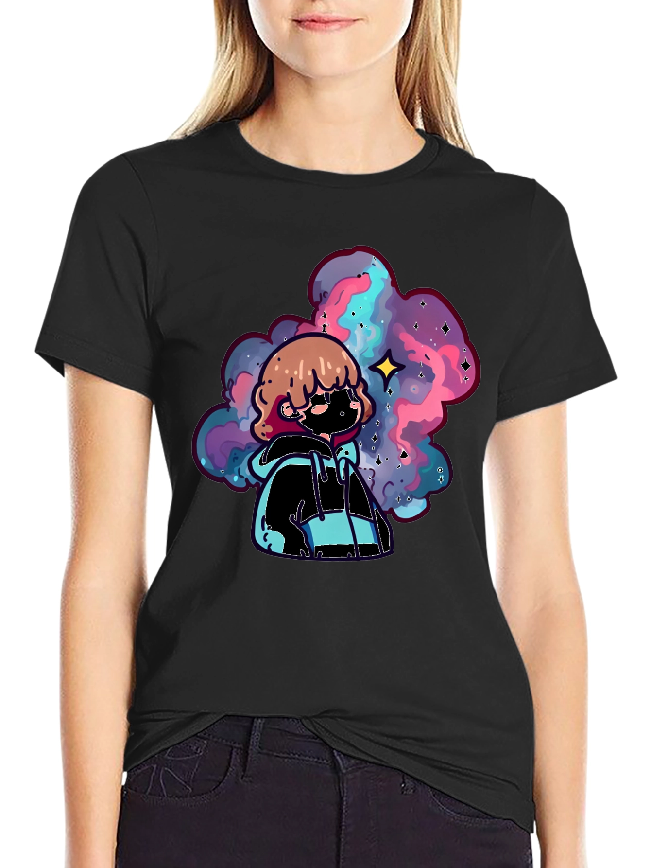 Galaxy Dreamer Graphic Tee - Black