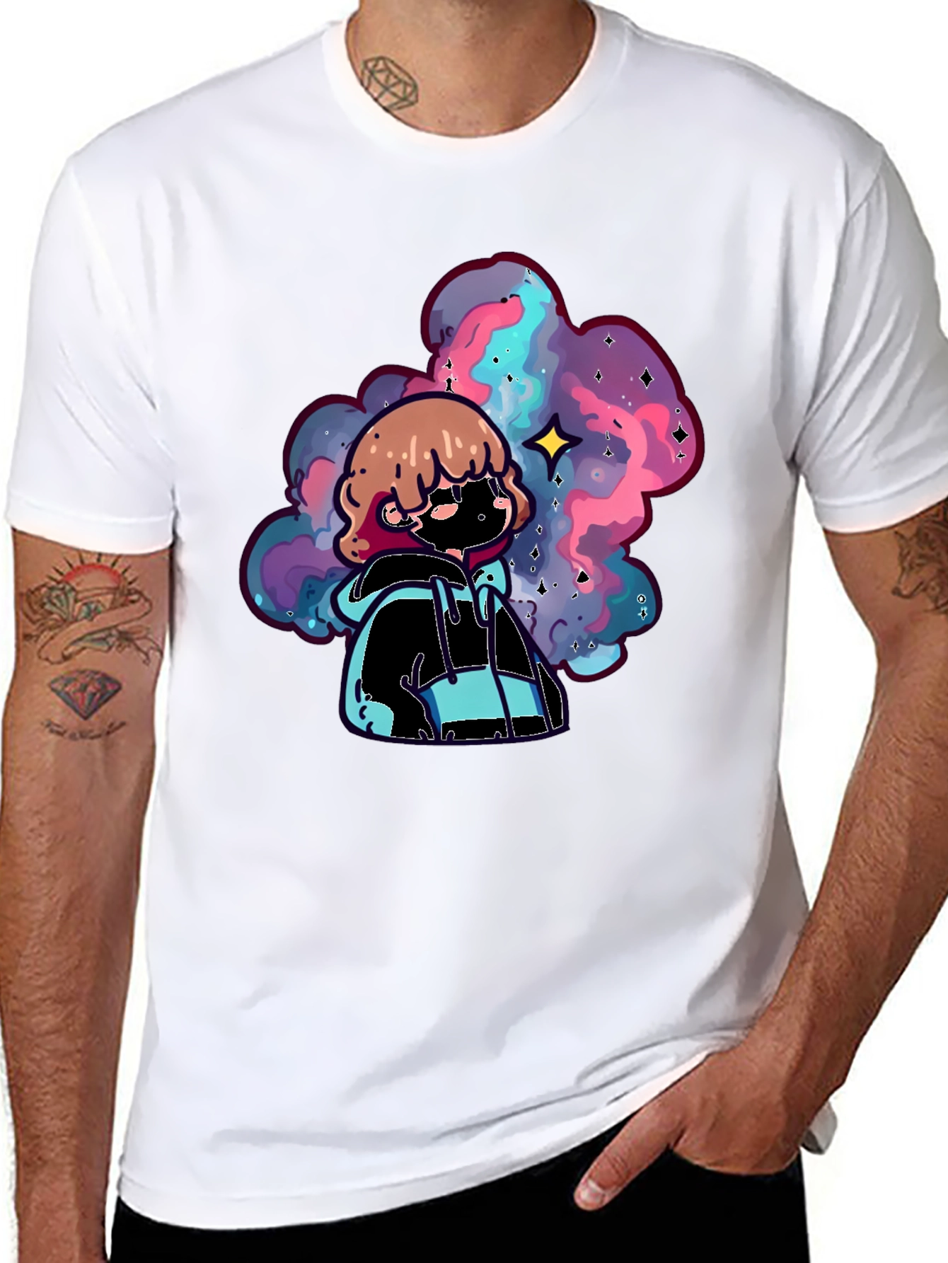 Galaxy Dreamer Graphic Tee - Black