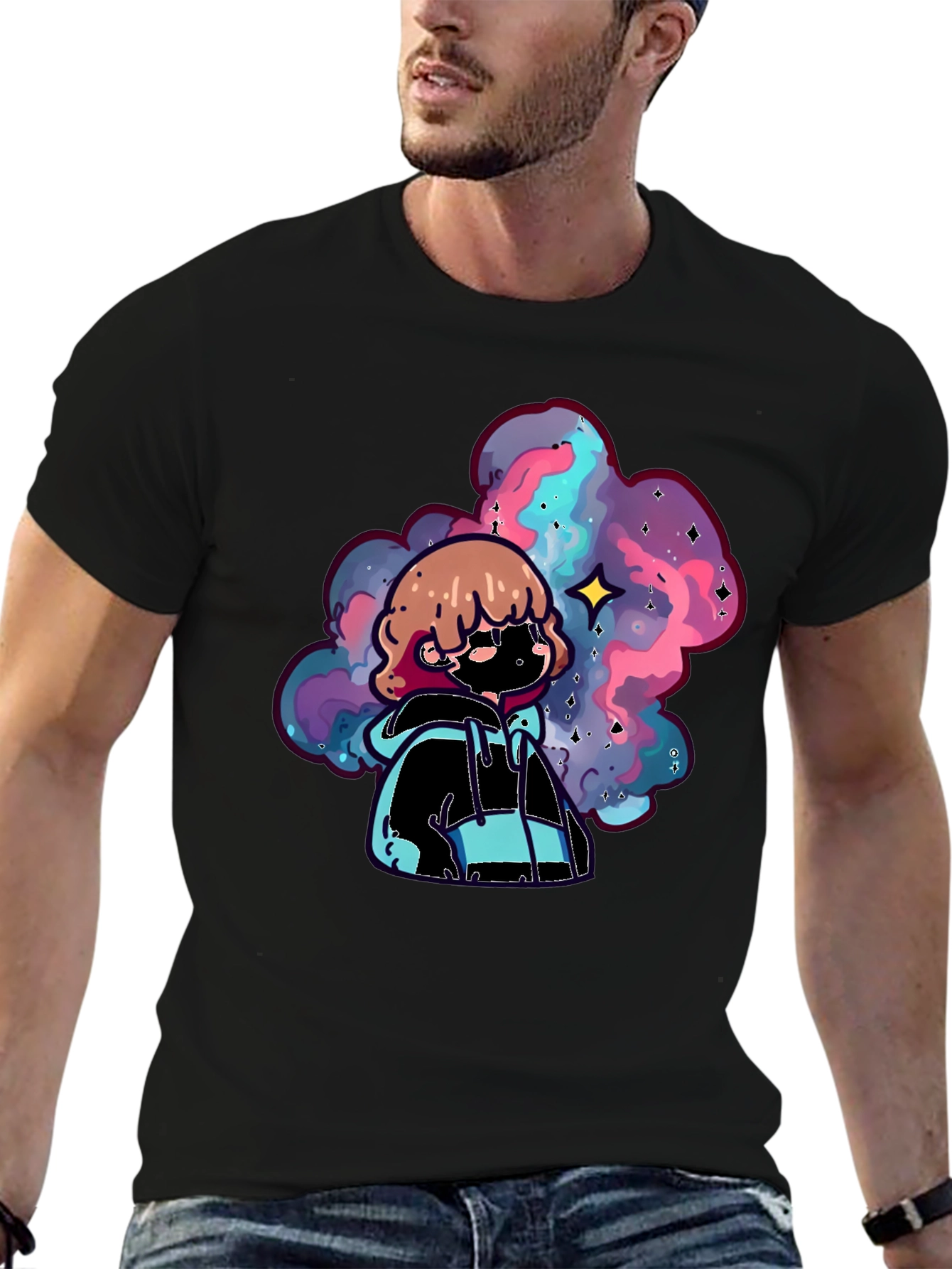 Galaxy Dreamer Graphic Tee - Black