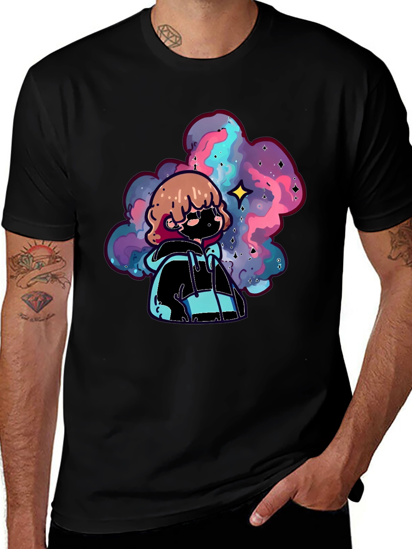 Galaxy Dreamer Graphic Tee - Black