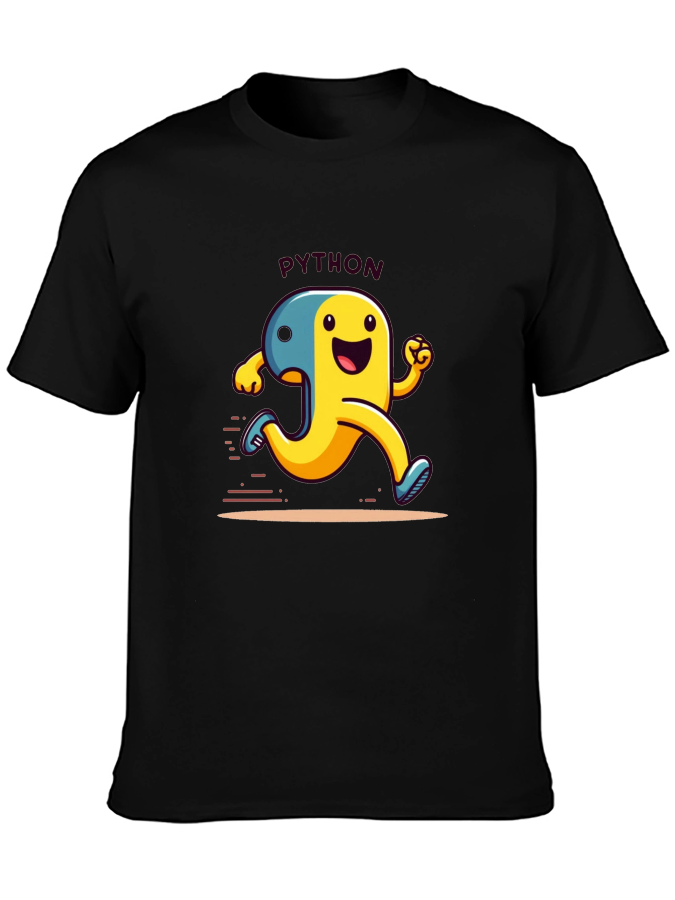 Python Programmer Cartoon Black T-Shirt