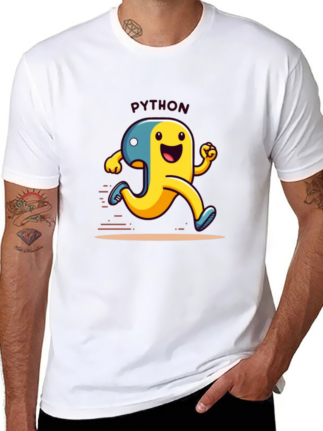 Python Programmer Cartoon Black T-Shirt