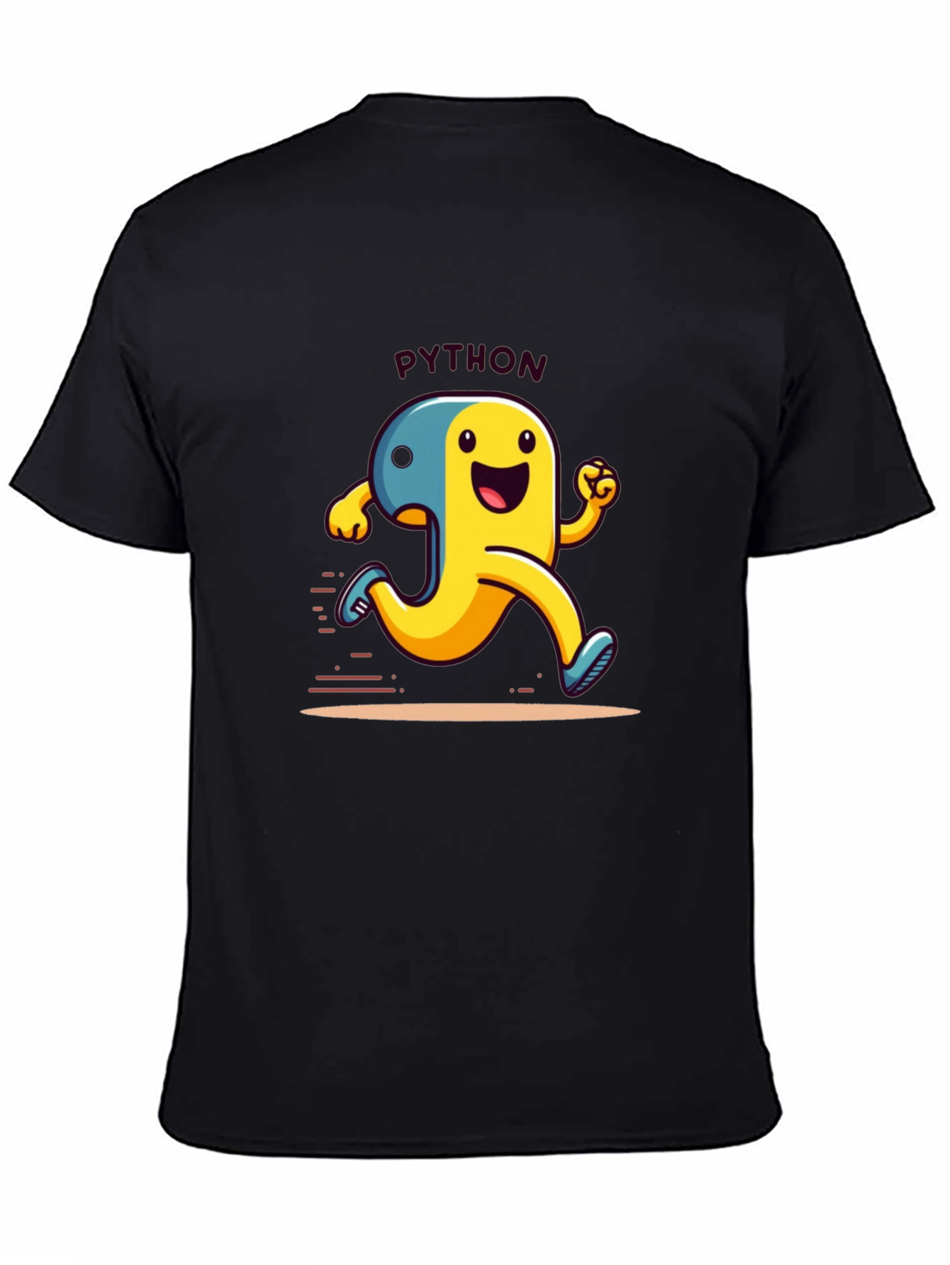 Python Programmer Cartoon Black T-Shirt