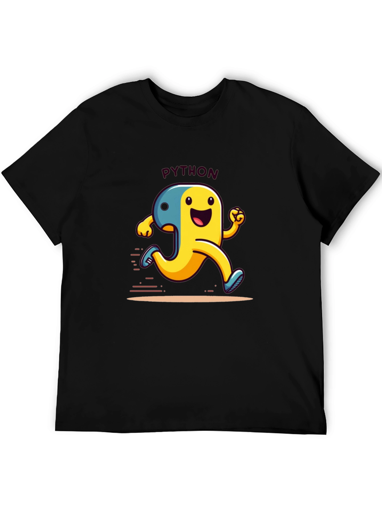 Python Programmer Cartoon Black T-Shirt