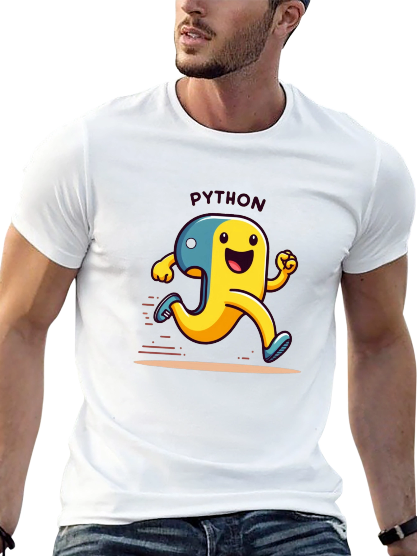 Python Programmer Cartoon Black T-Shirt