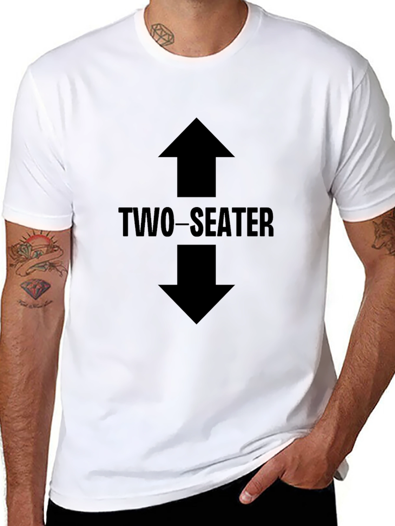 Two-Seater Graphic Print Tee - Black