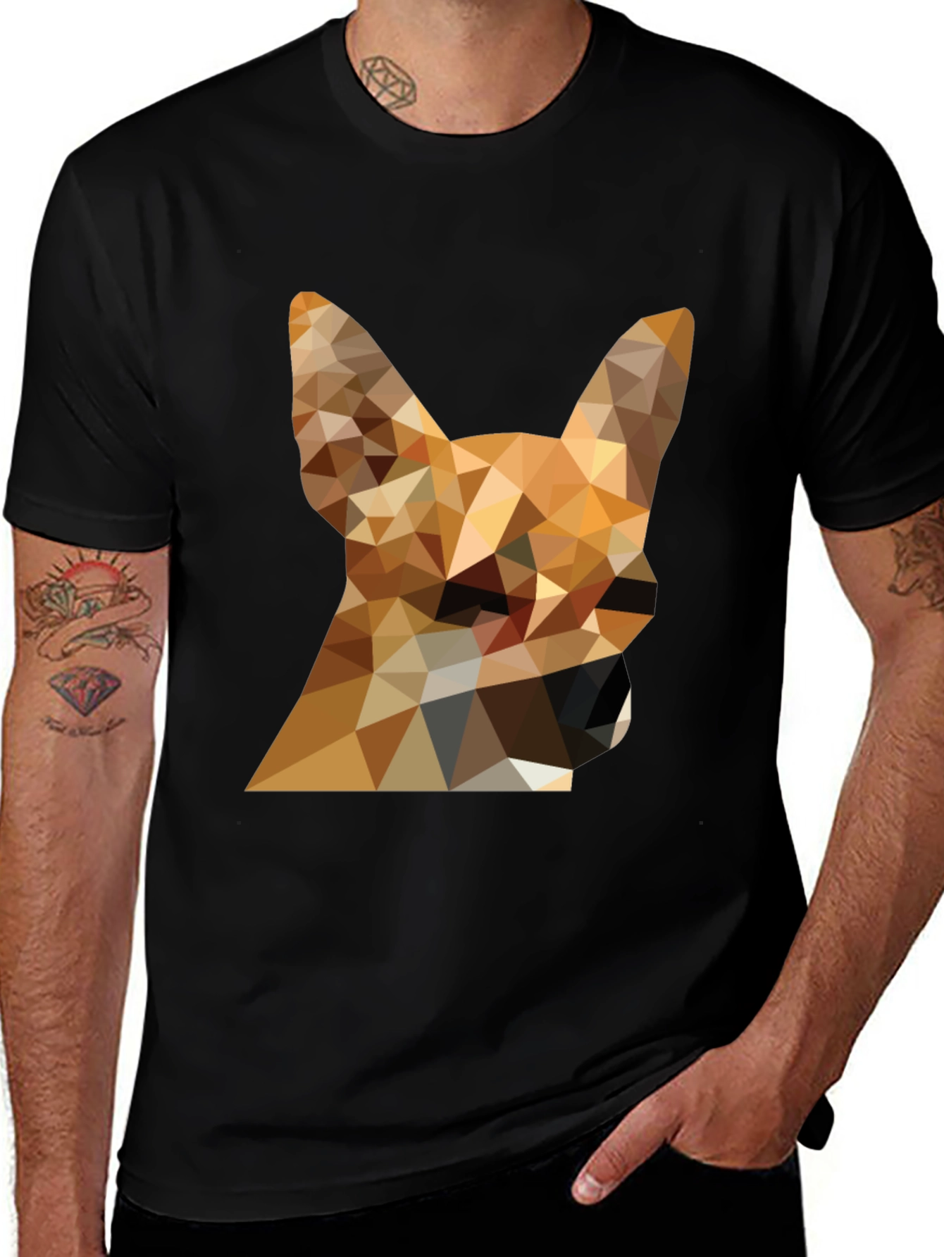 Geometric Dog Head Graphic Tee - Modern Style