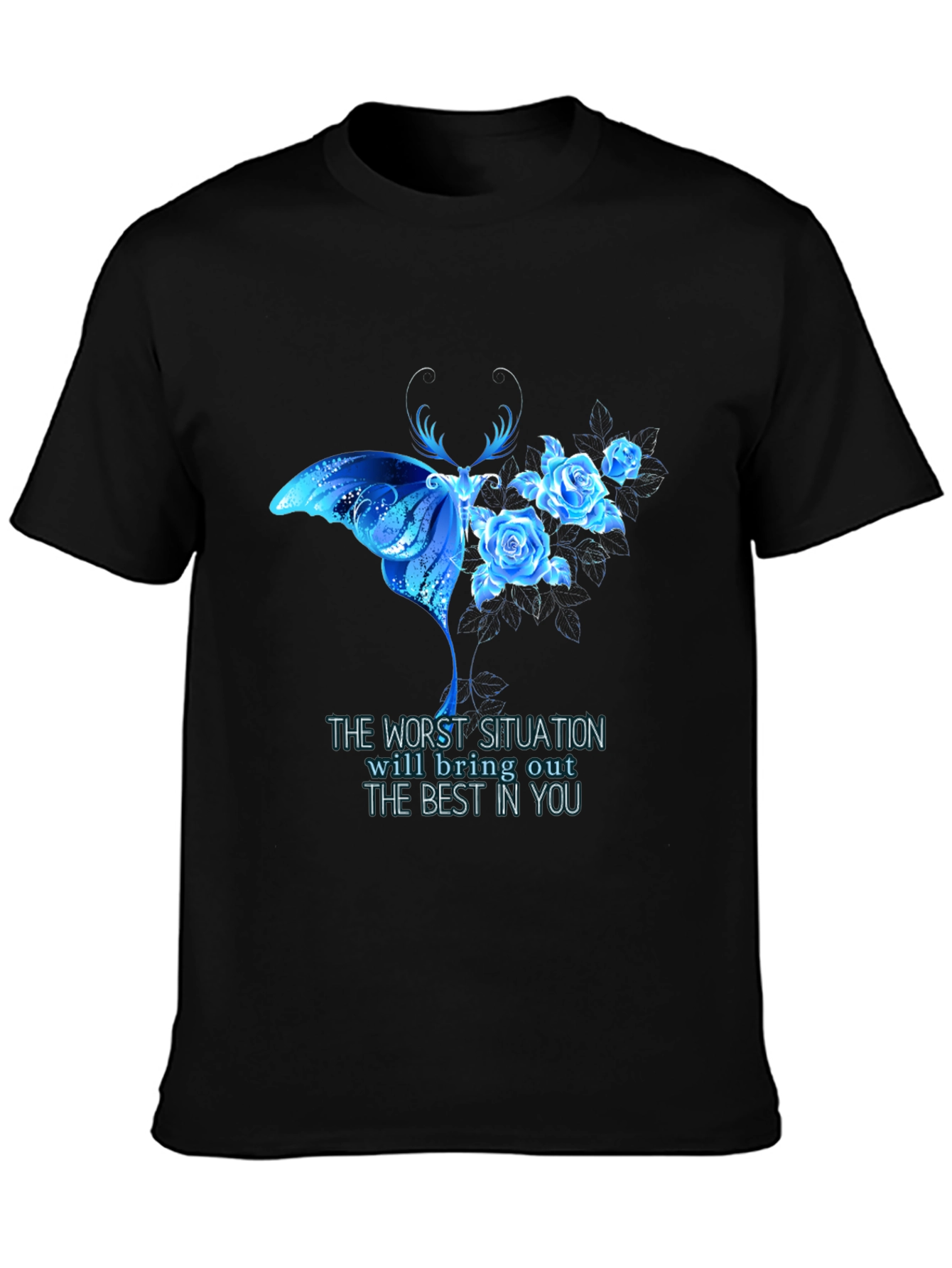 Butterfly and Roses Graphic T-Shirt - Inspirational Quote