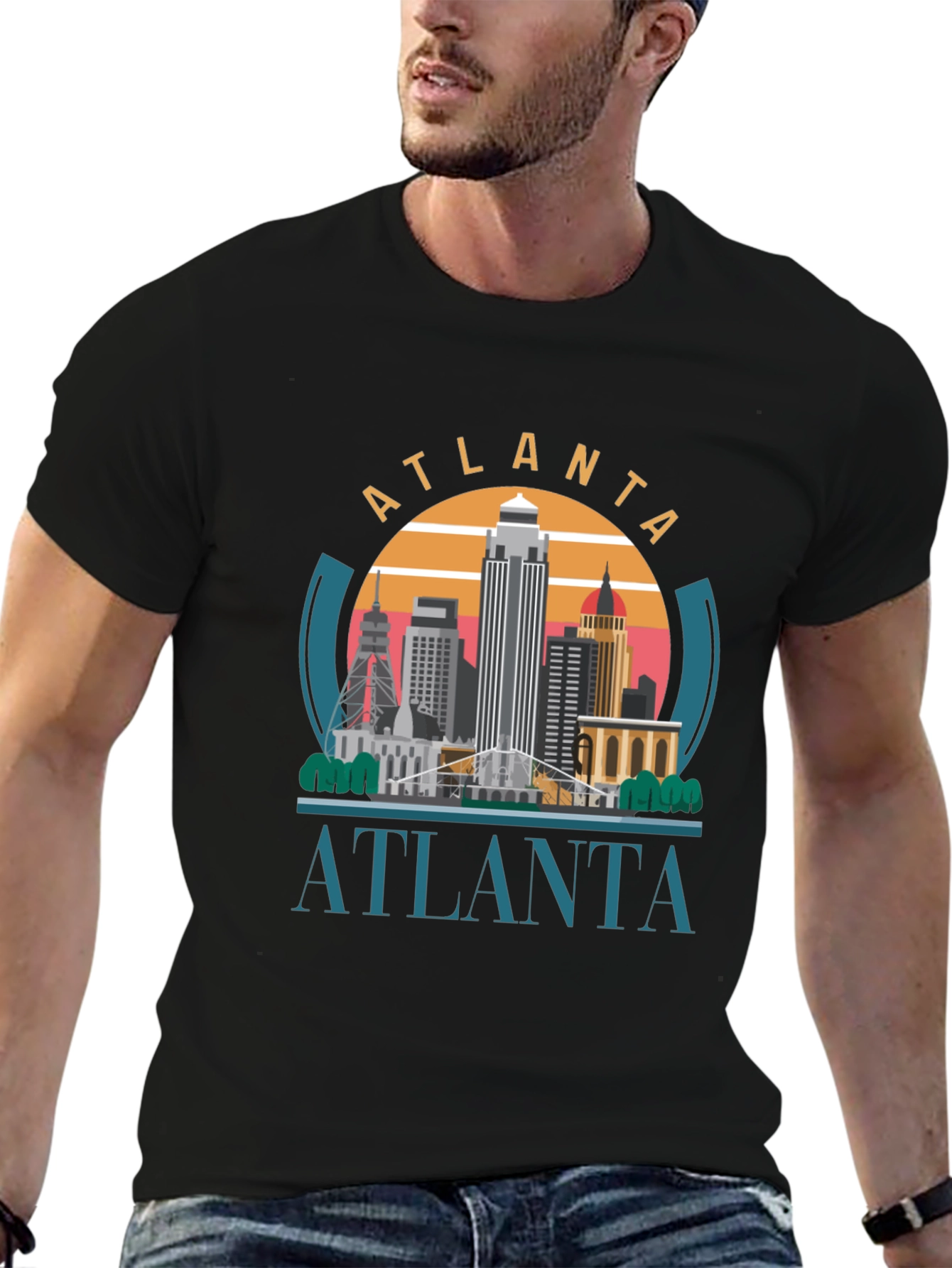 Atlanta Skyline T-Shirt - Black Graphic Tee