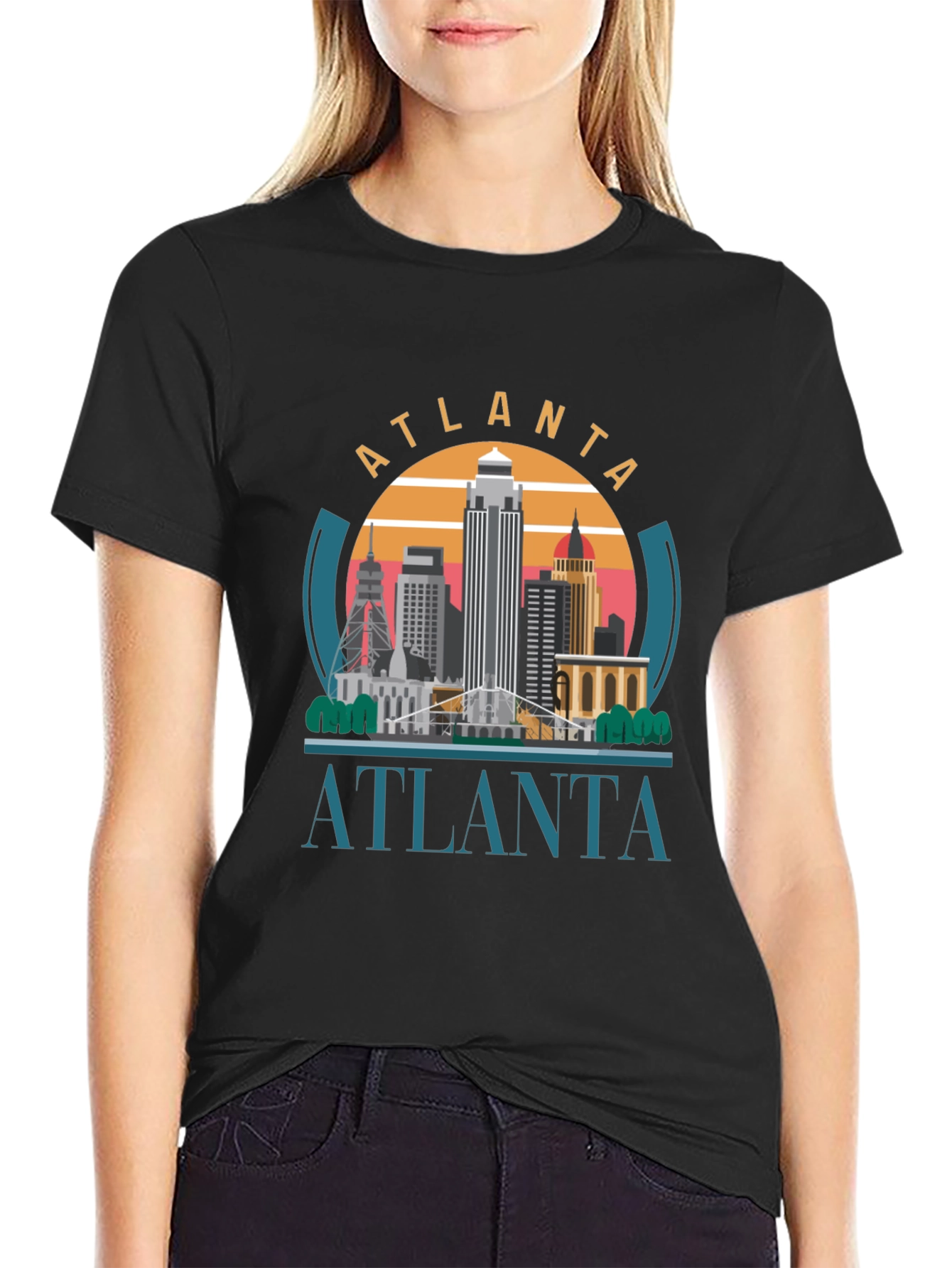 Atlanta Skyline T-Shirt - Black Graphic Tee